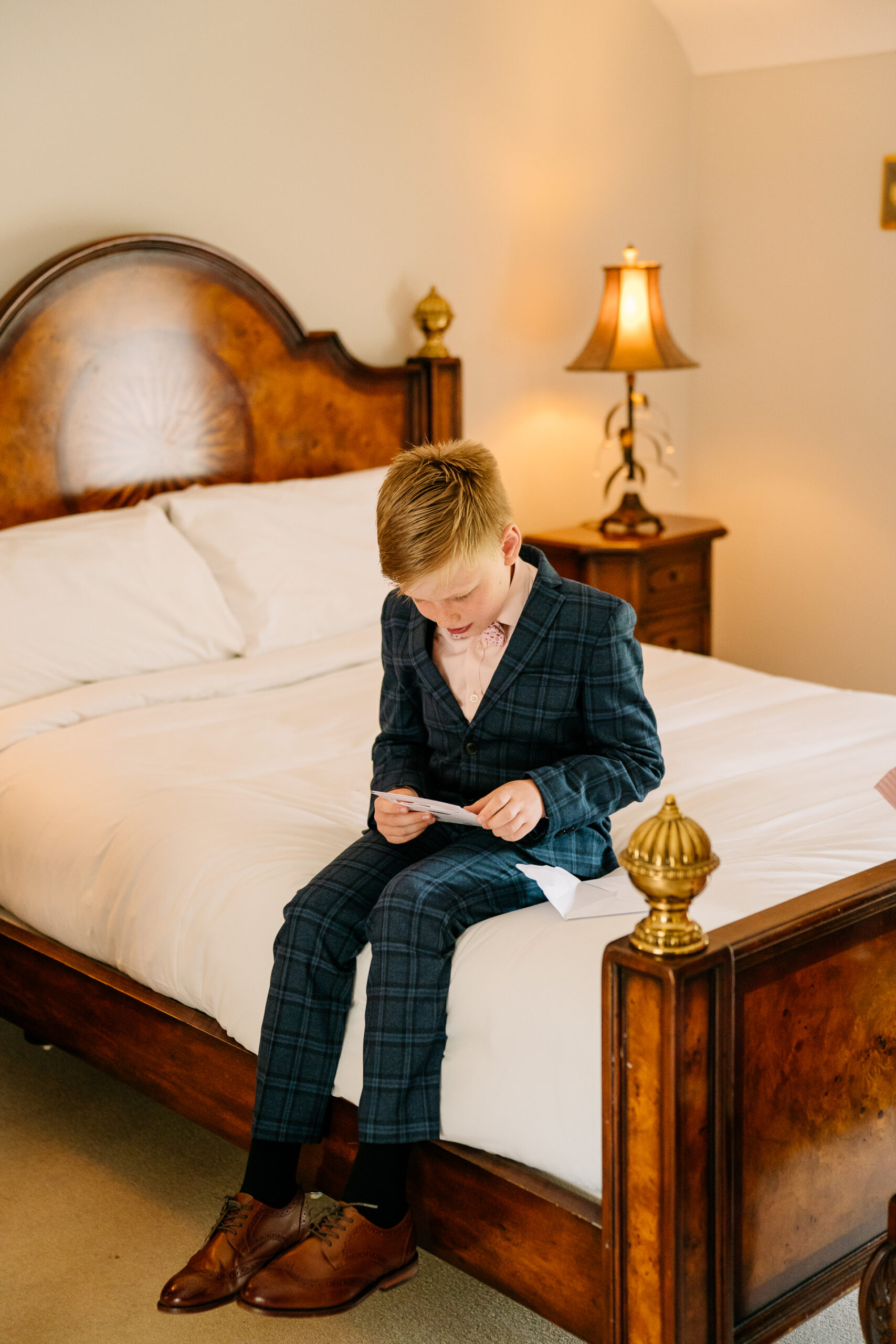 A person sitting on a bed