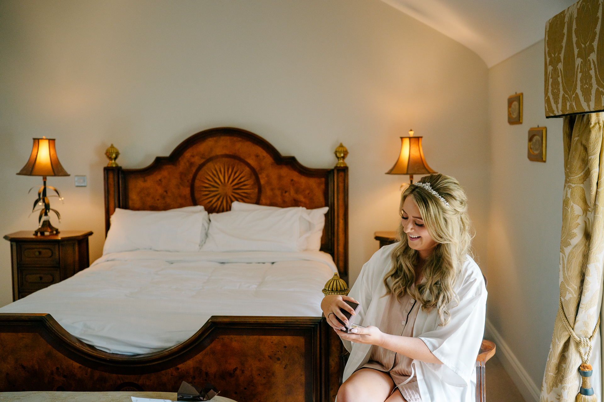 A person sitting on a bed