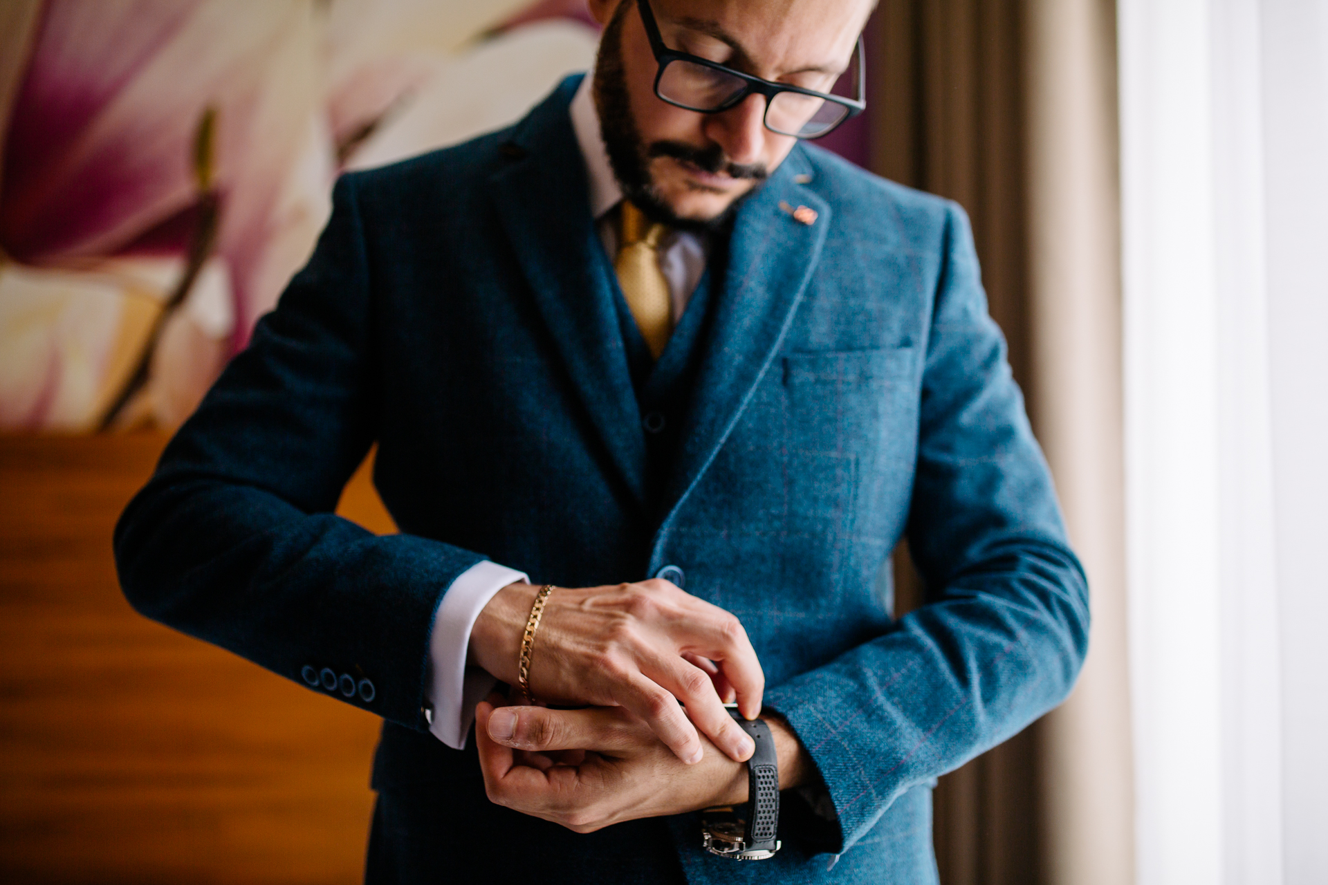 A man wearing glasses