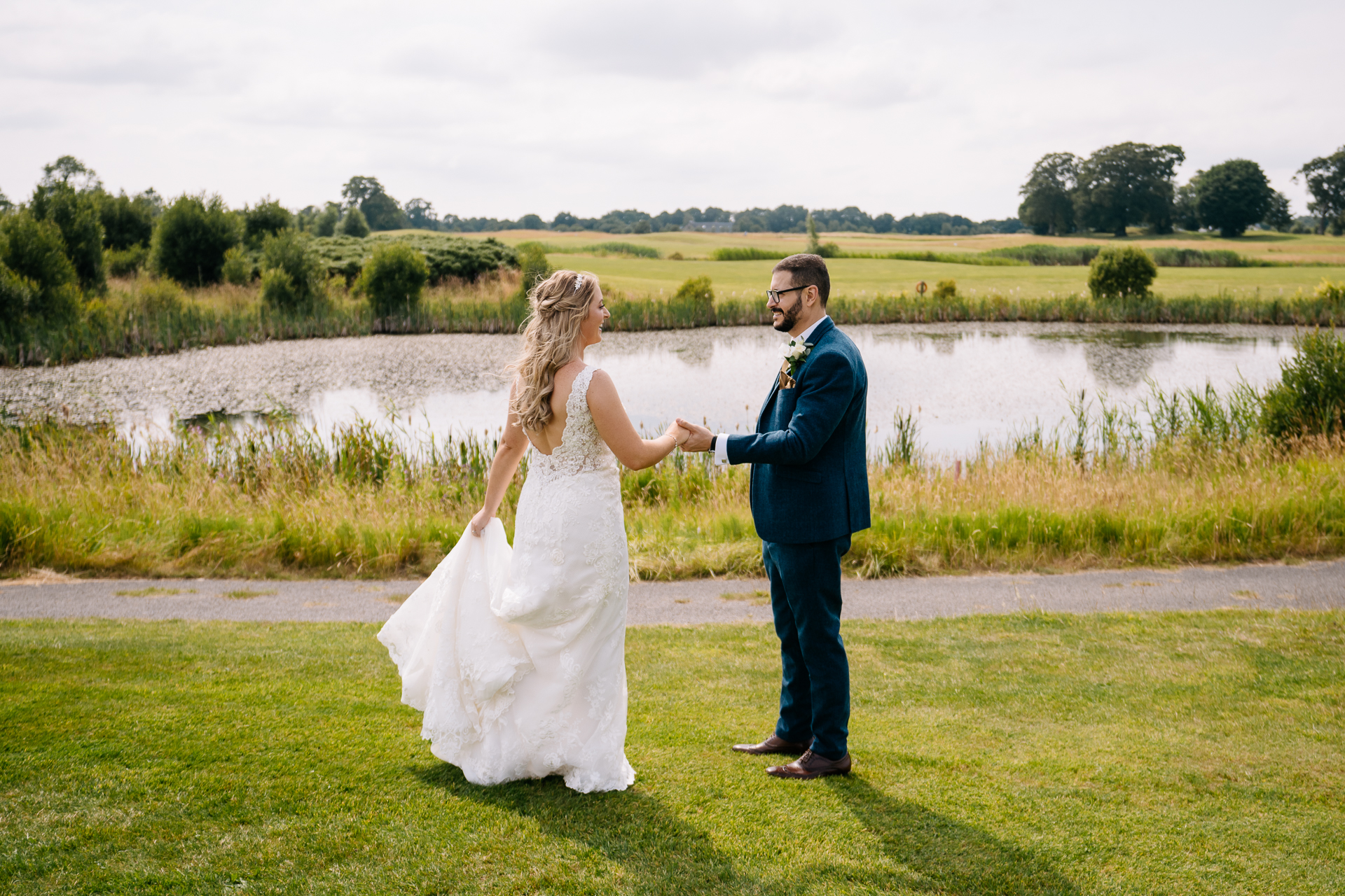 A man and woman in wedding attire