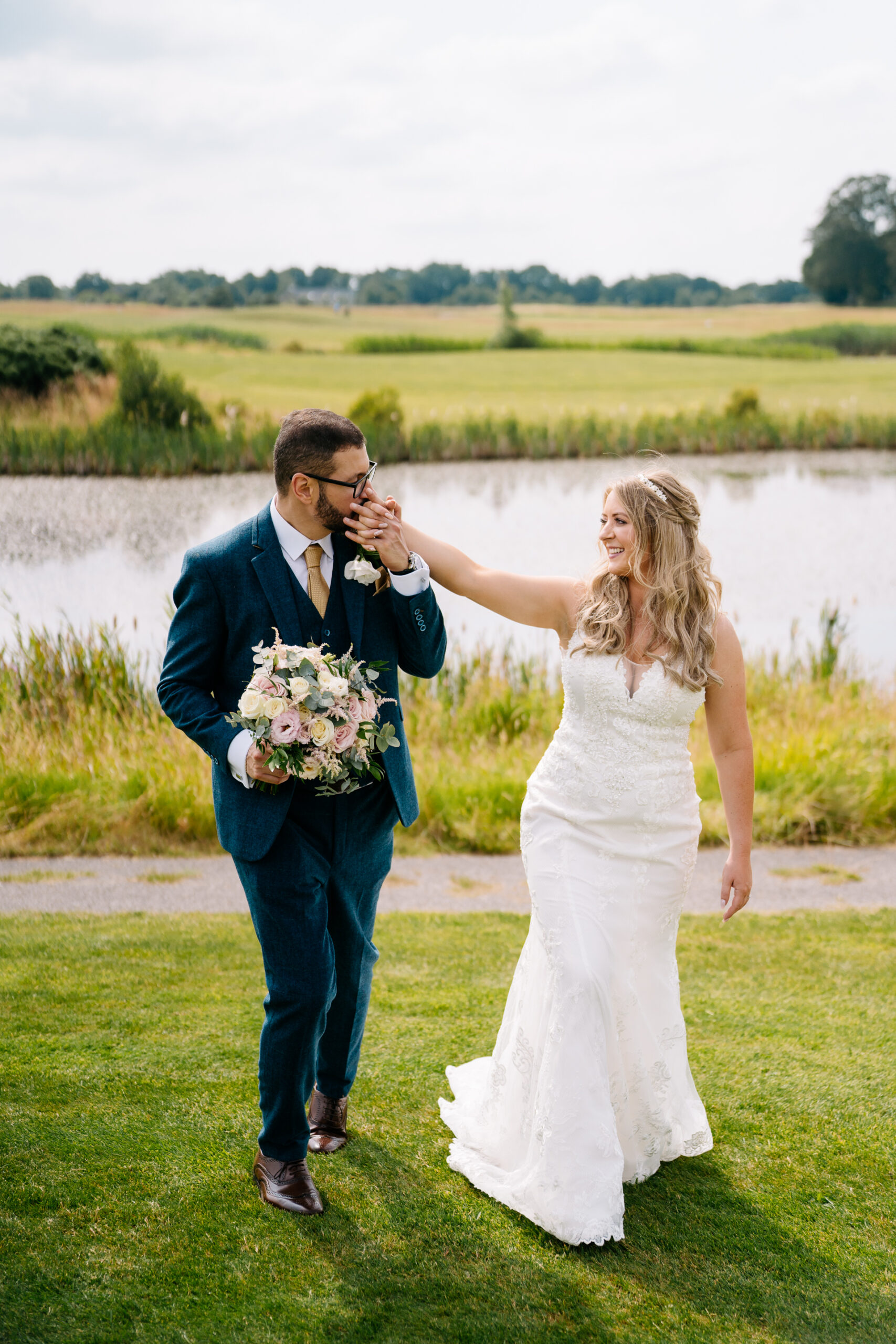 A man and woman posing for a picture