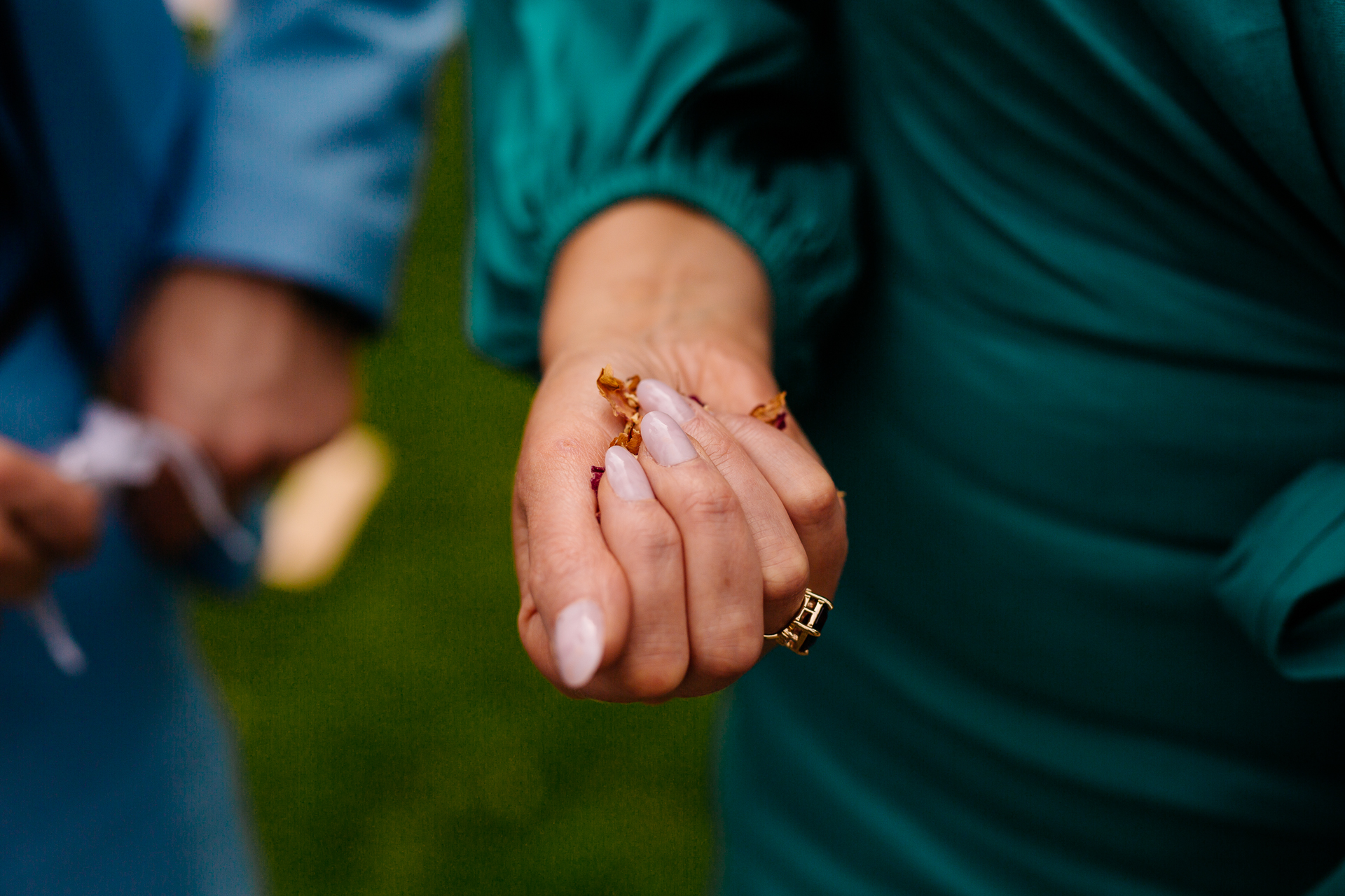 A close-up of people holding hands