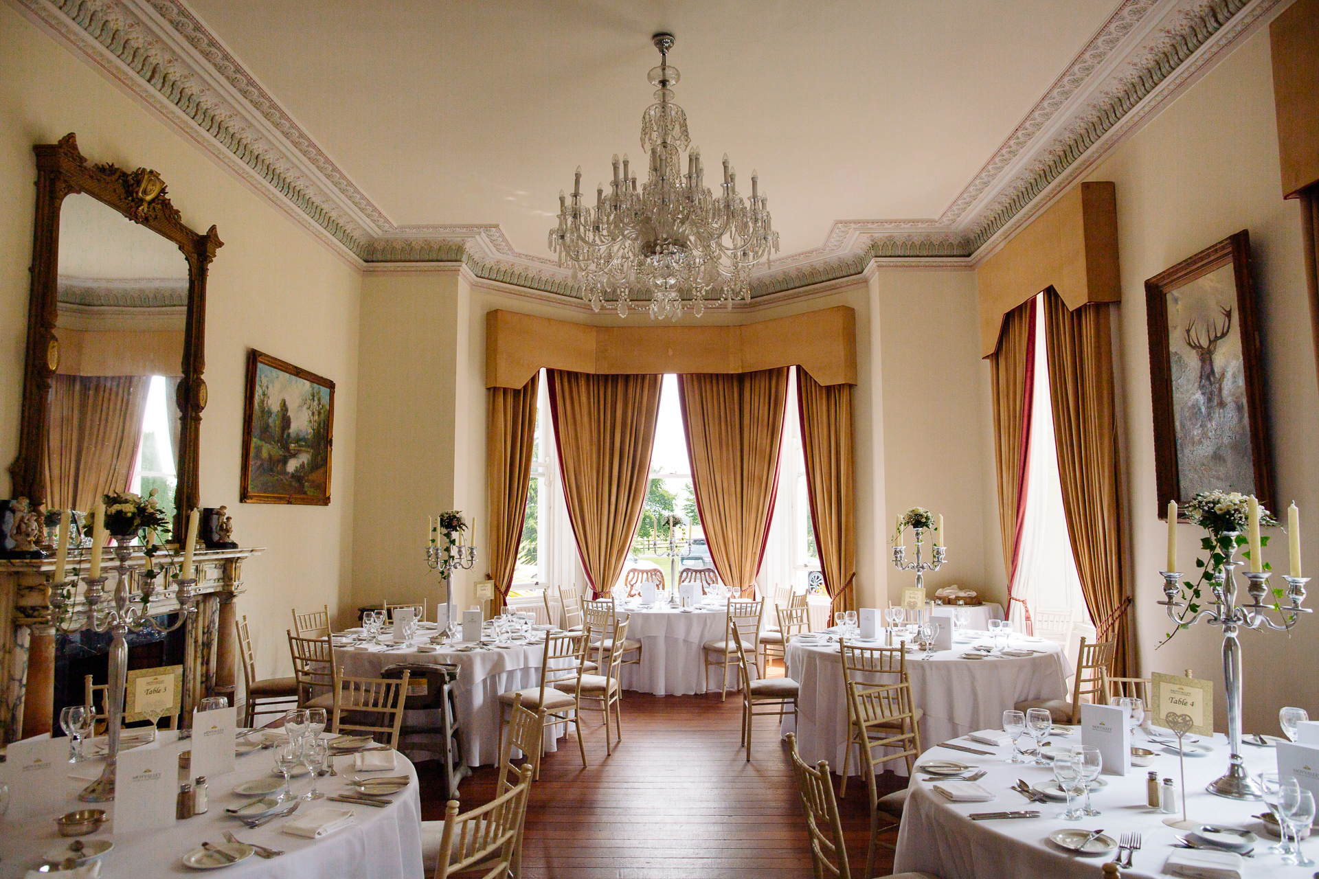 A room with tables and chairs