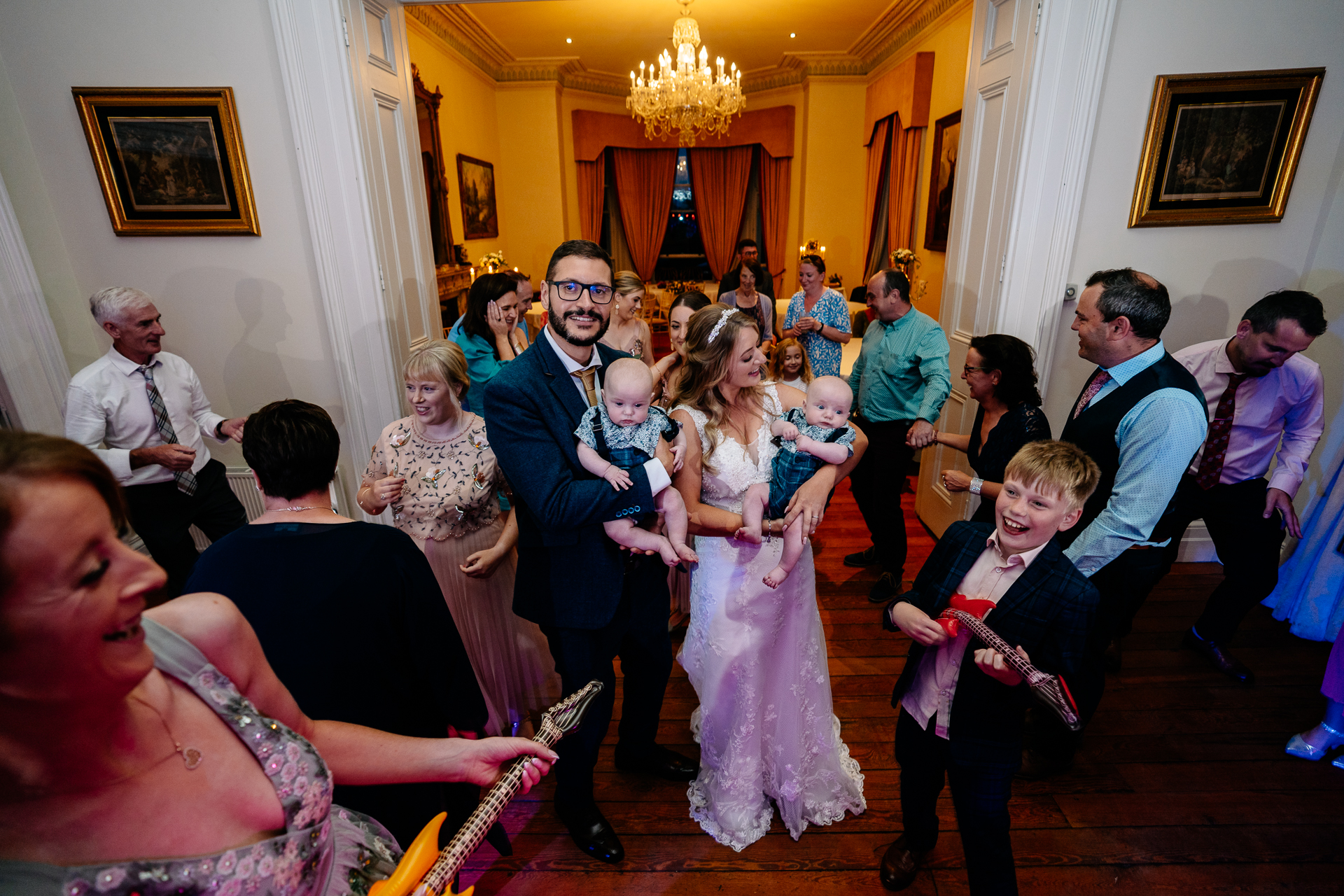 A group of people dancing