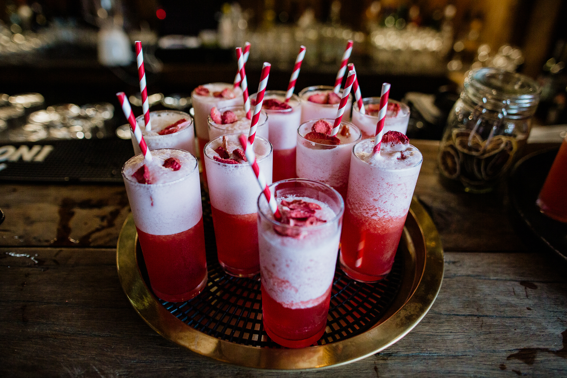 A tray of drinks