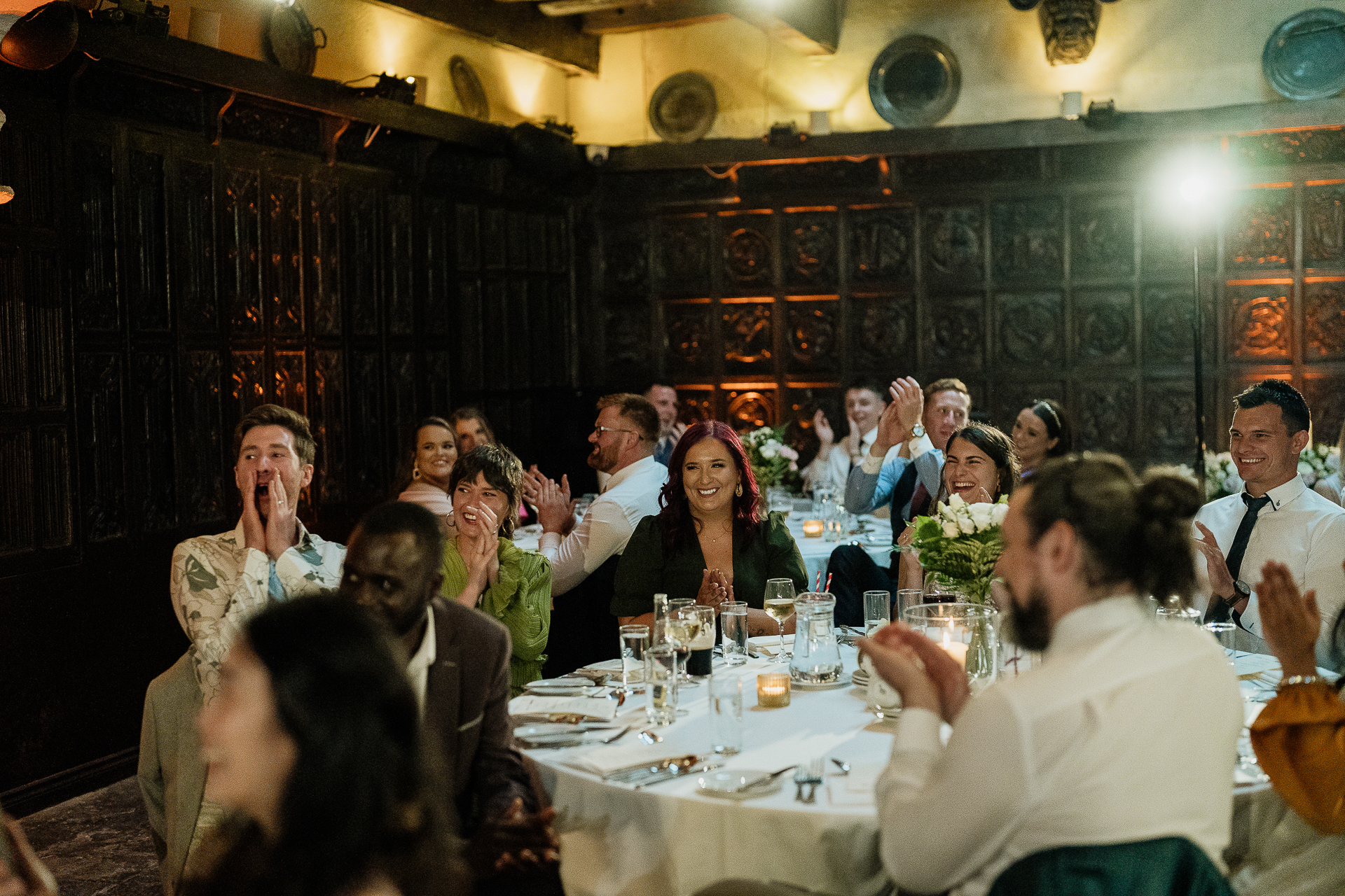 A group of people sitting at a table