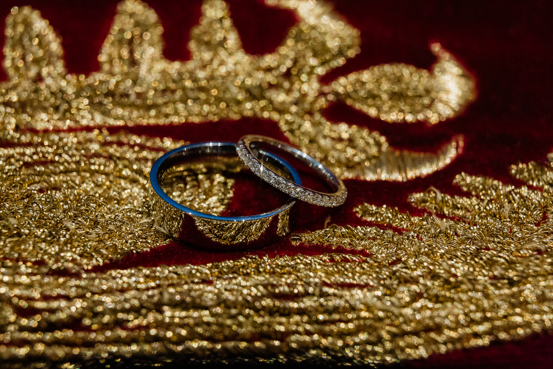 A pair of rings on a carpet