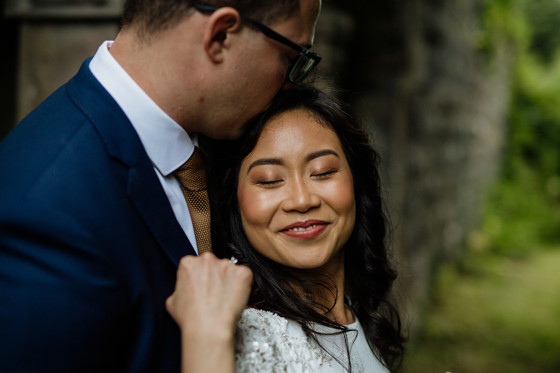 A man kissing a woman