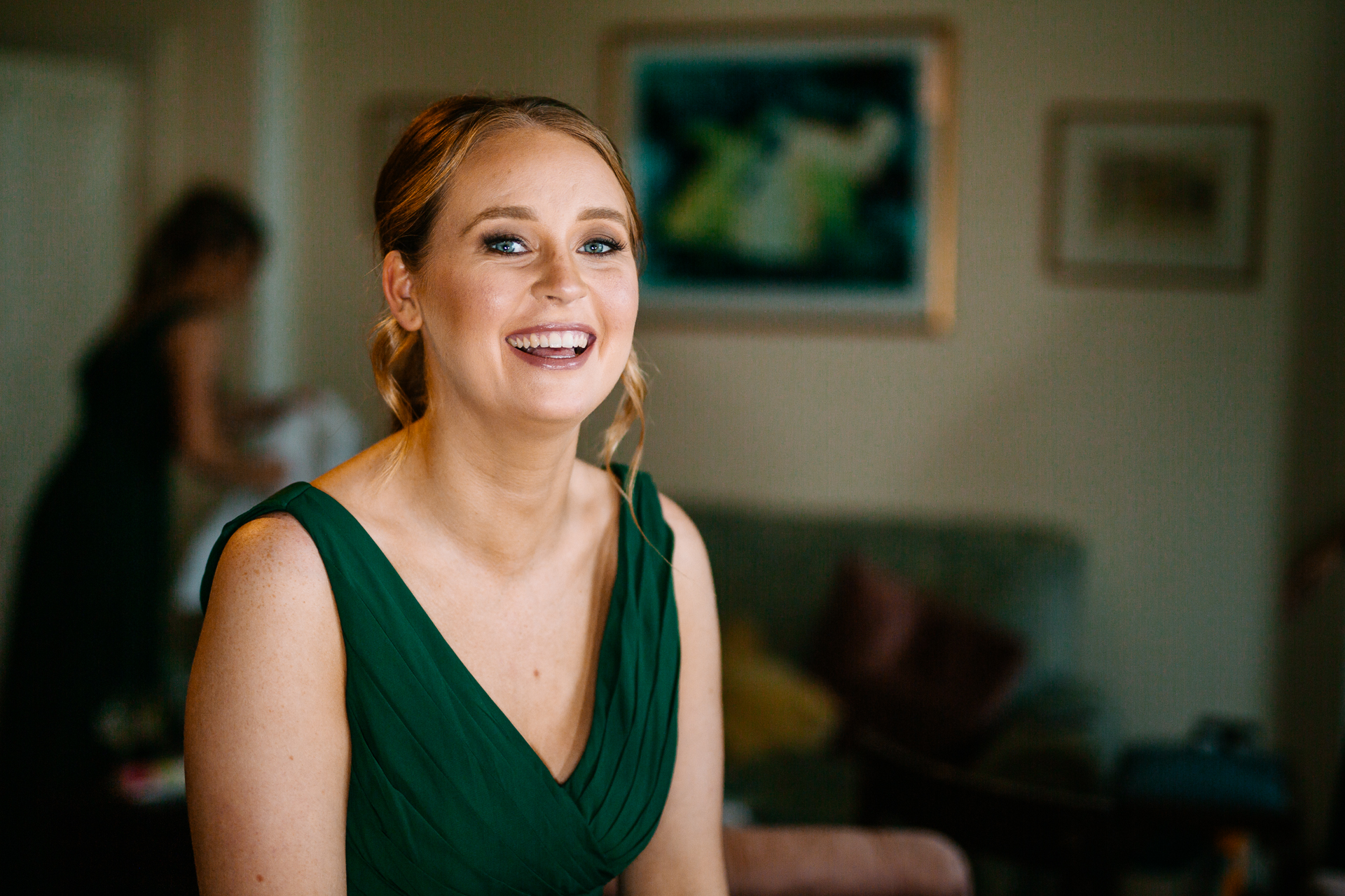 A woman smiling at the camera