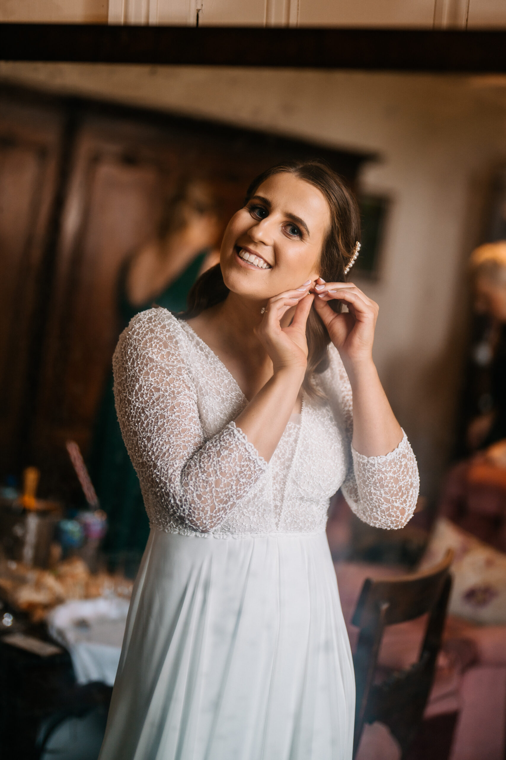 A woman in a white dress