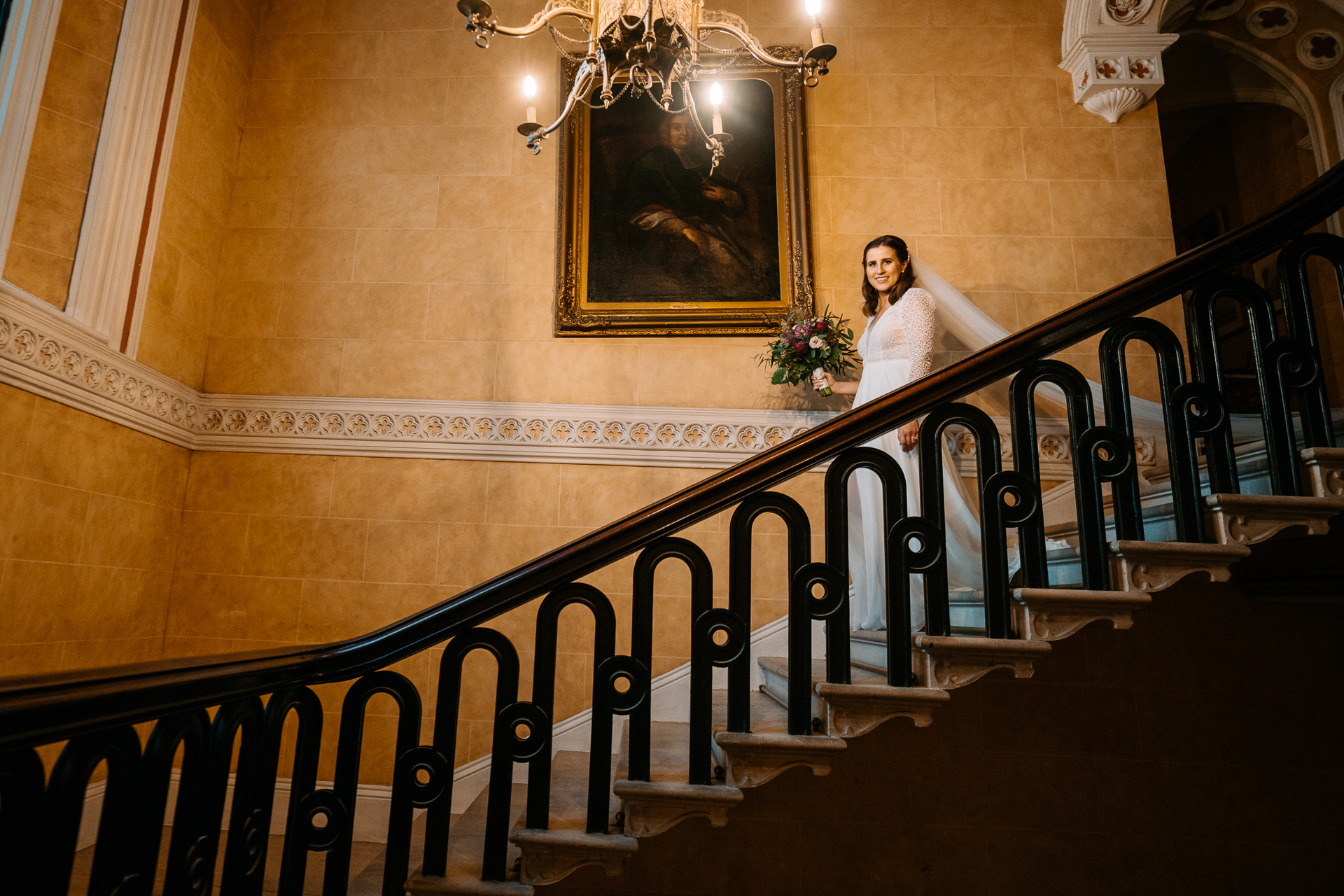 A person standing on a staircase