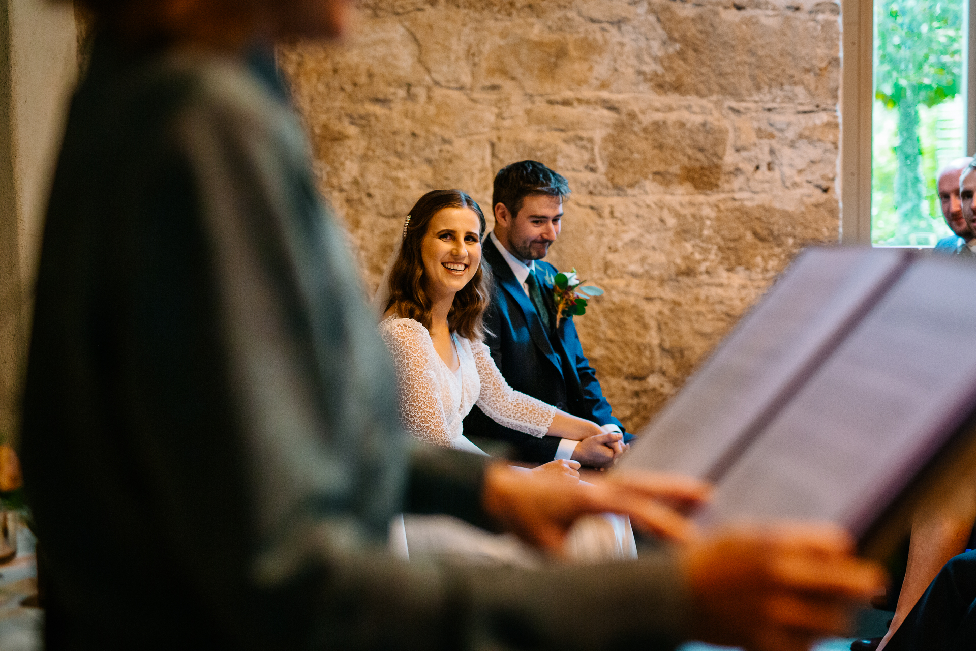 A man and woman in wedding attire