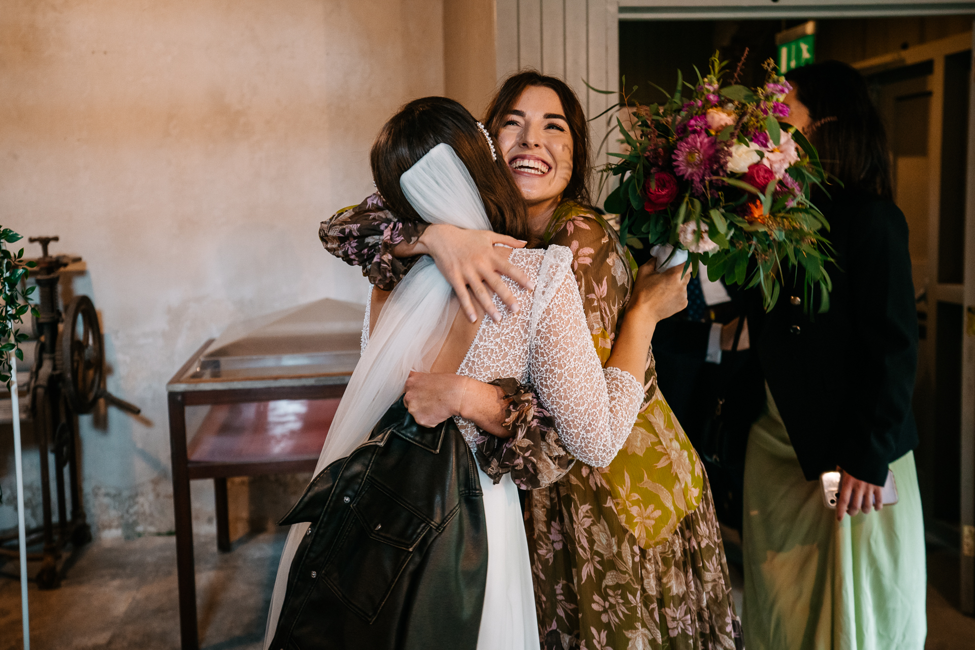 A man and woman hugging