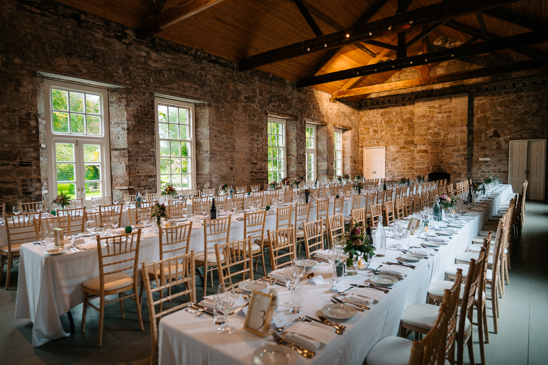 A room with tables and chairs