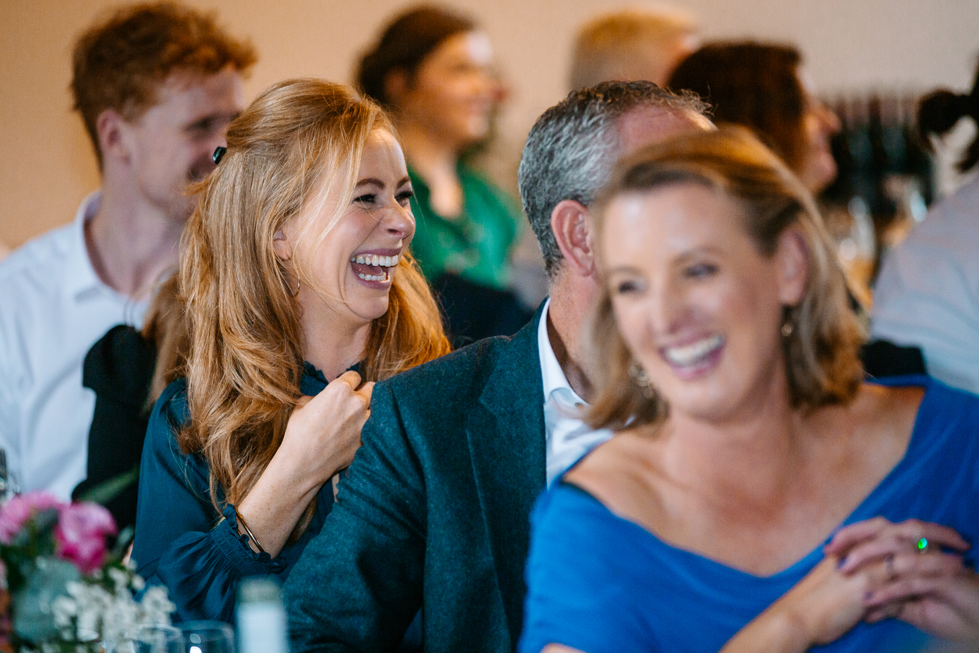 A man and woman laughing