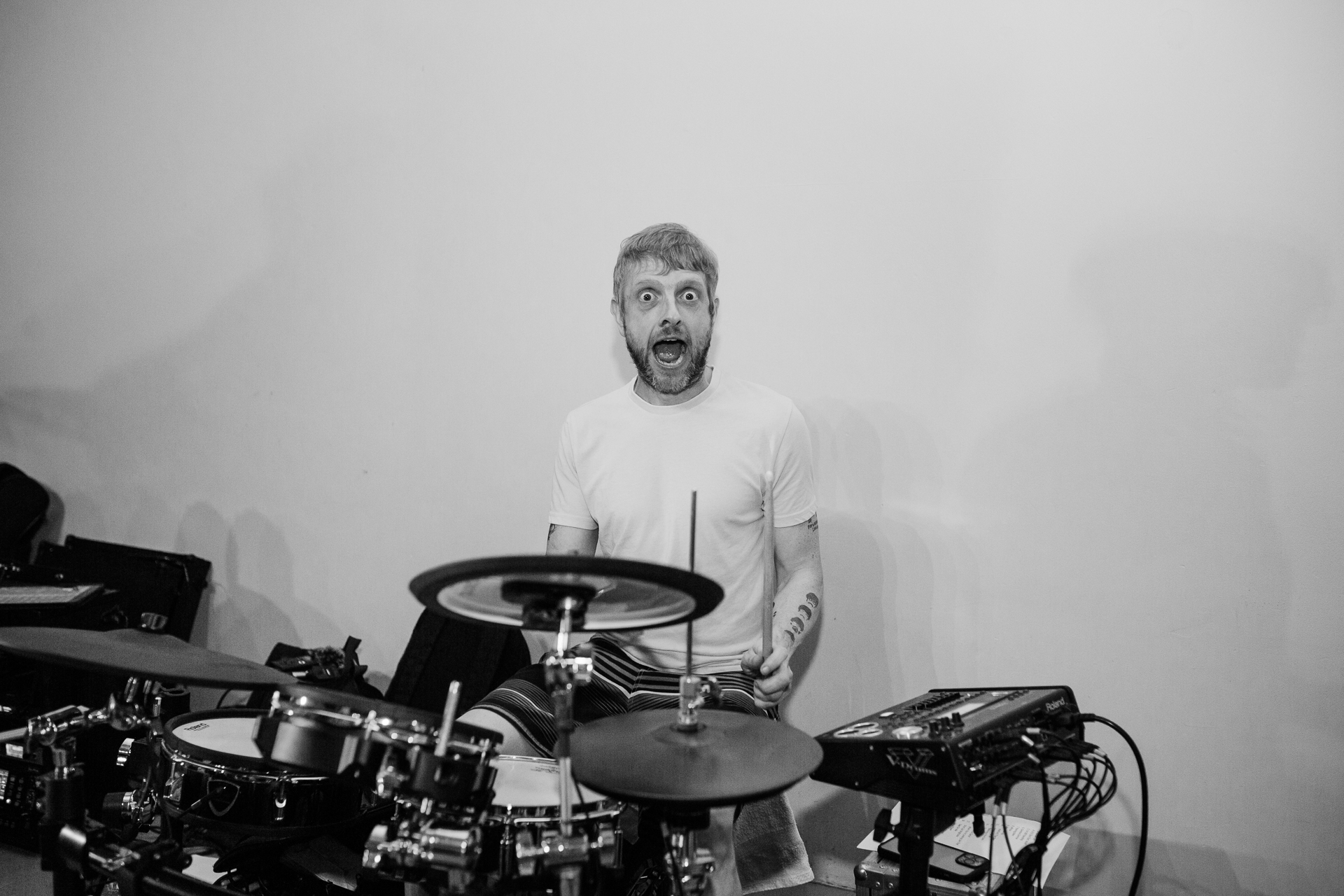 A man playing drums