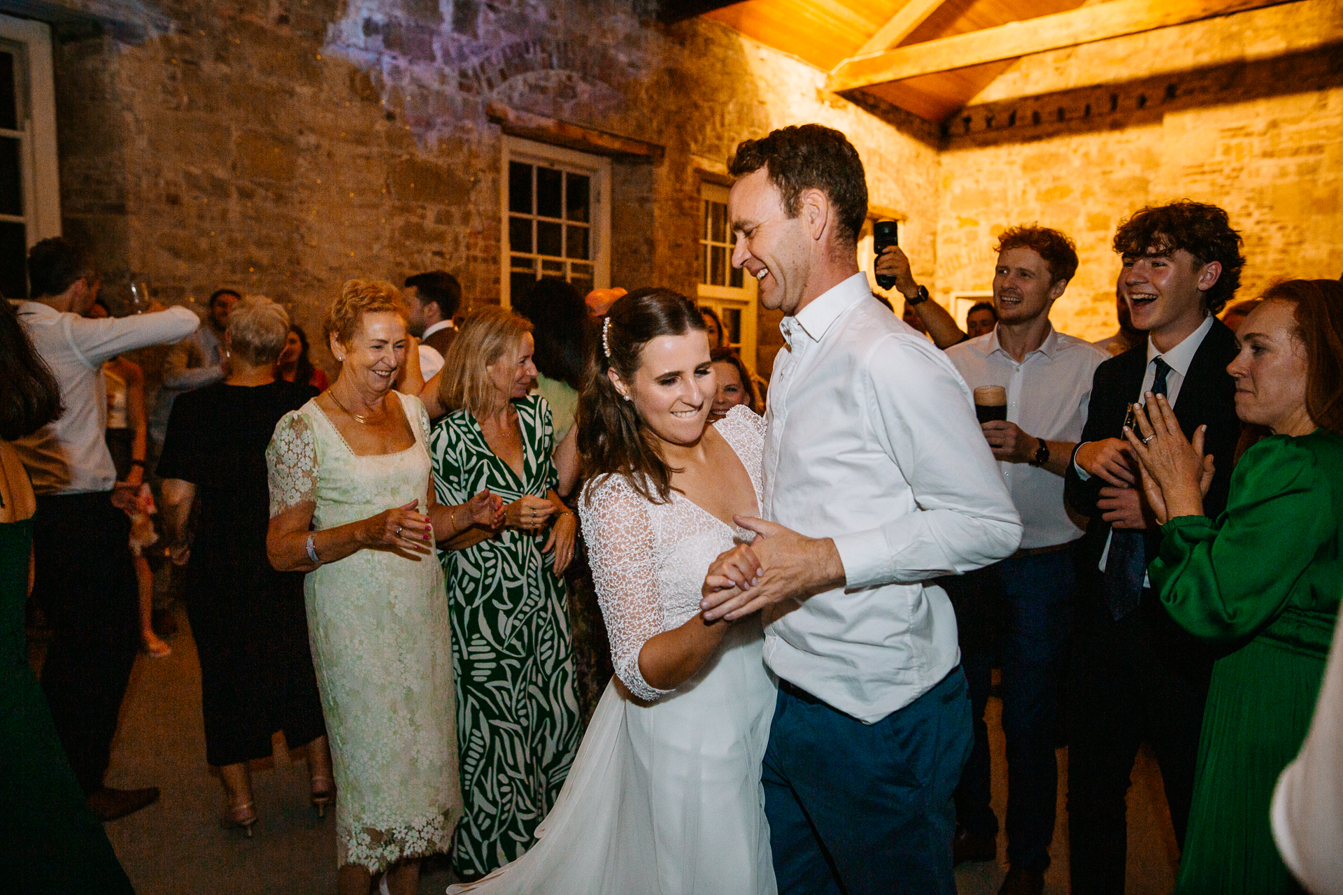 A group of people dancing