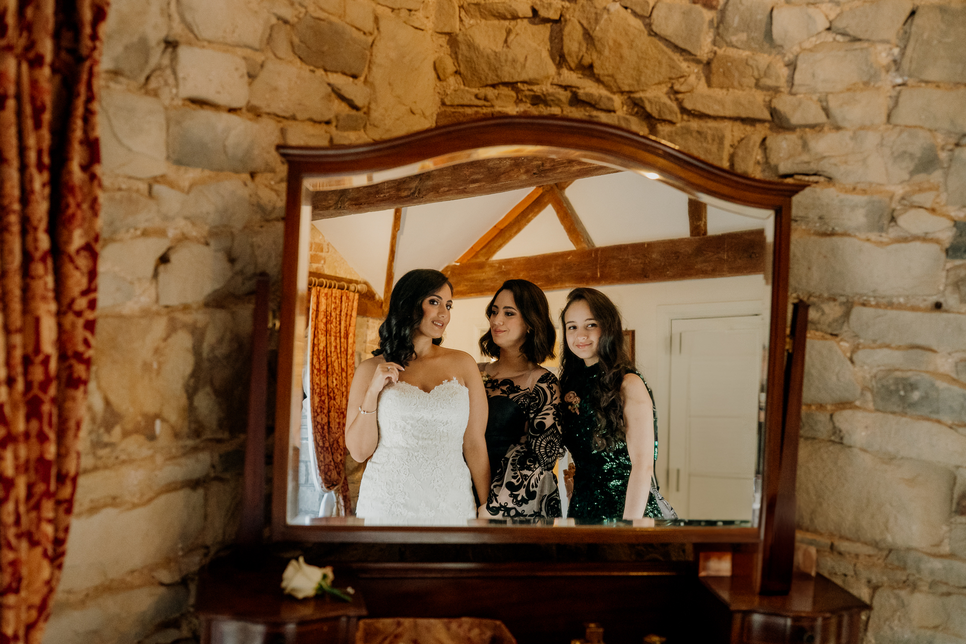 A group of women in a mirror