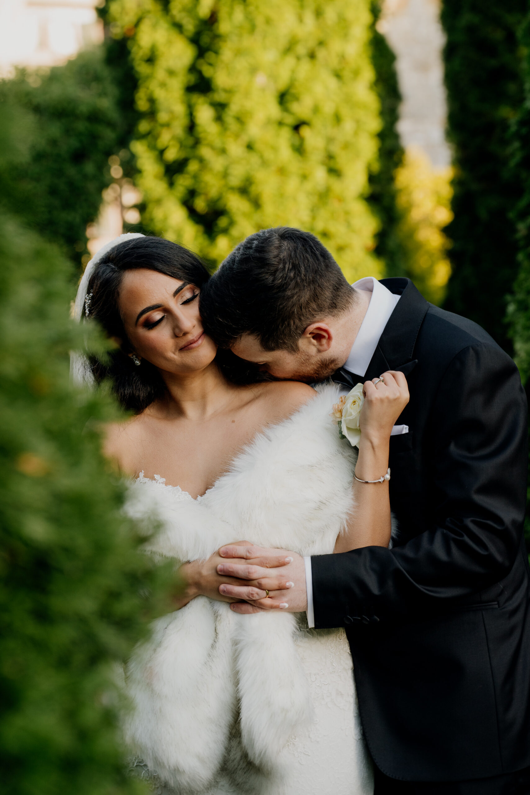 A man and woman hugging