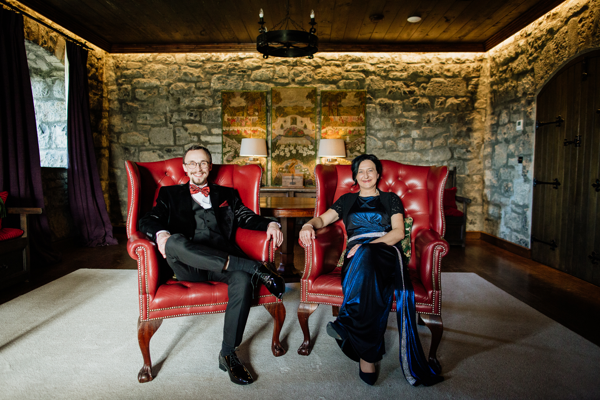 A man and woman sitting in chairs