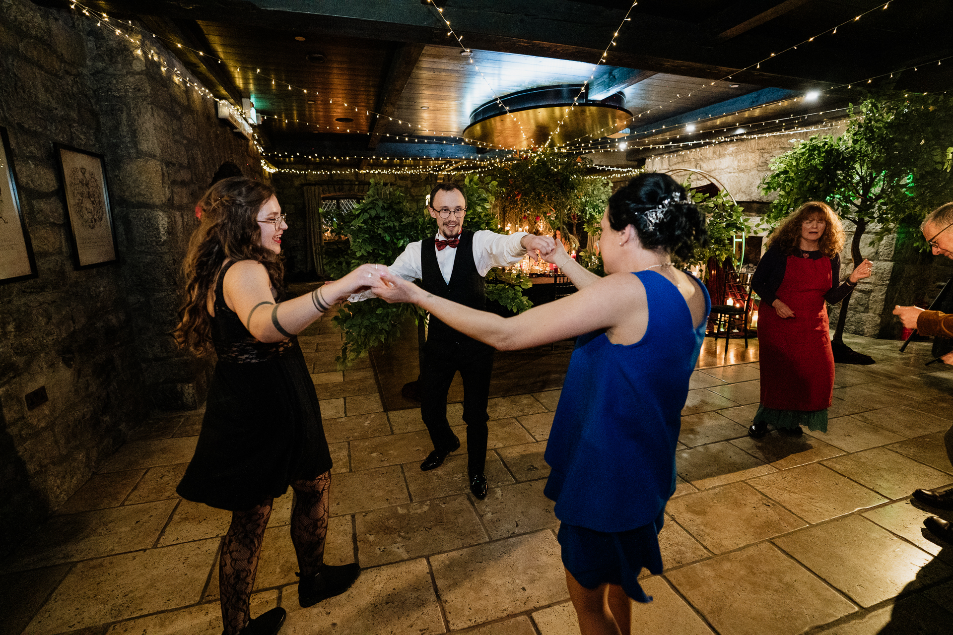 A group of people dancing