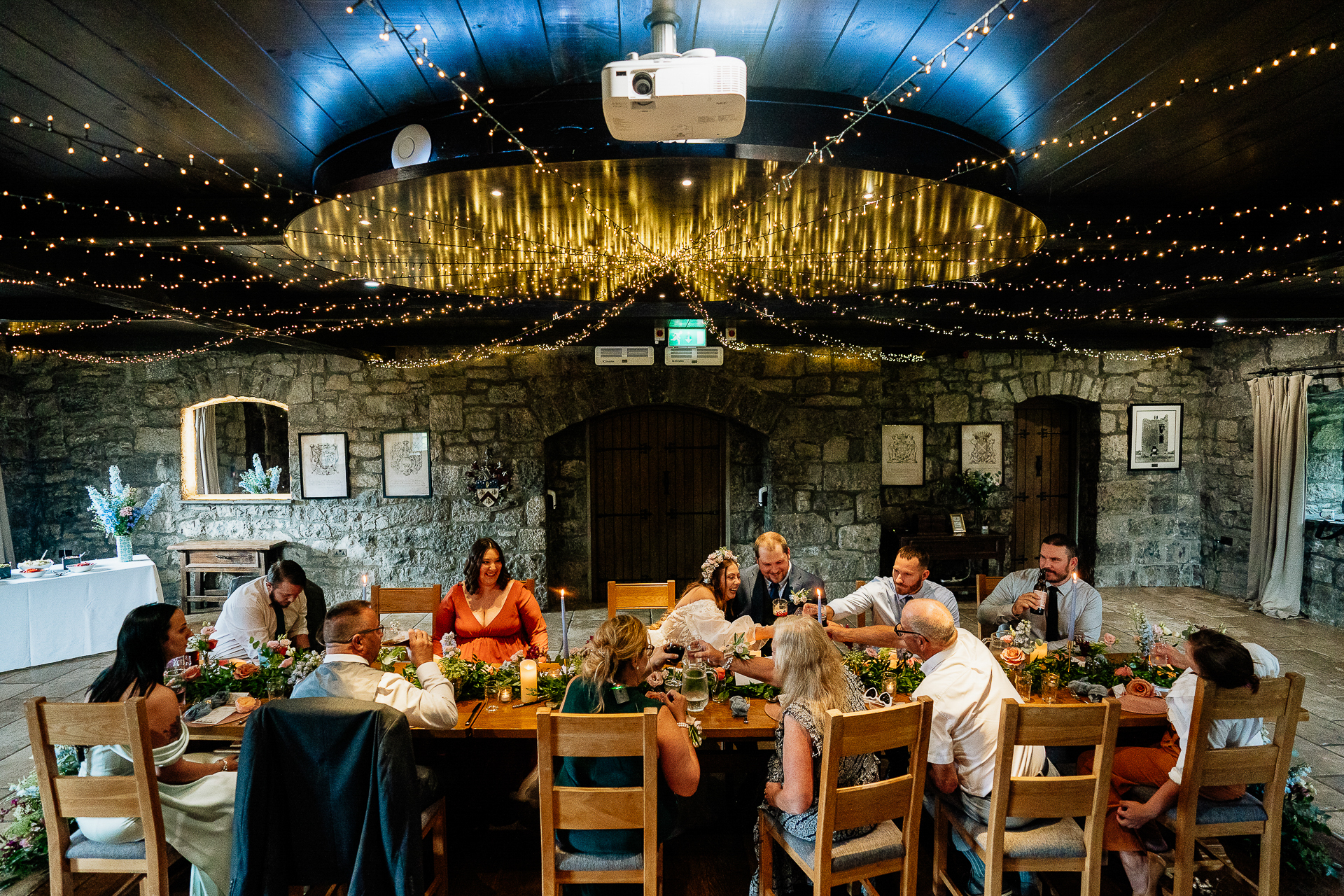 A group of people sitting at tables