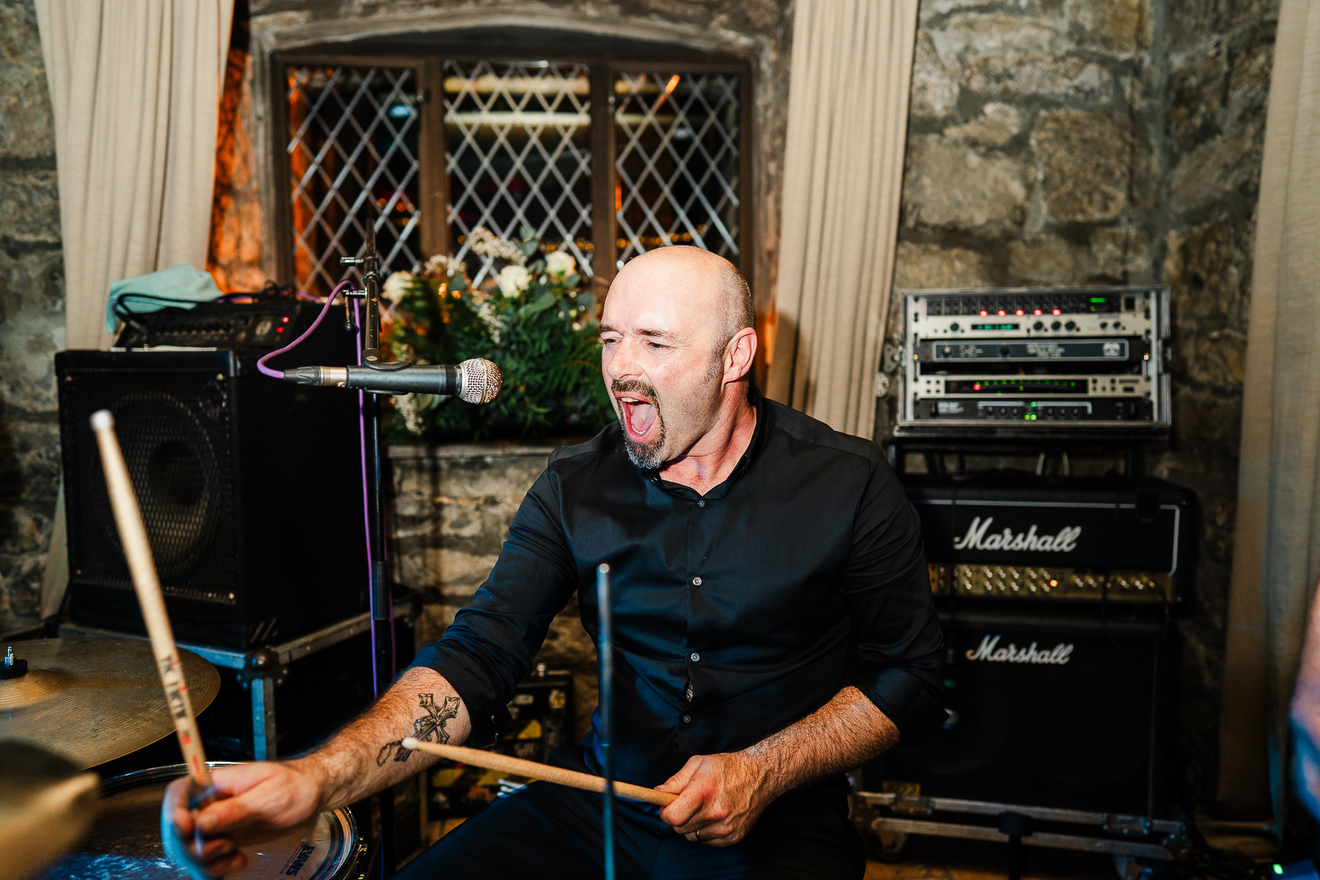 A man playing drums