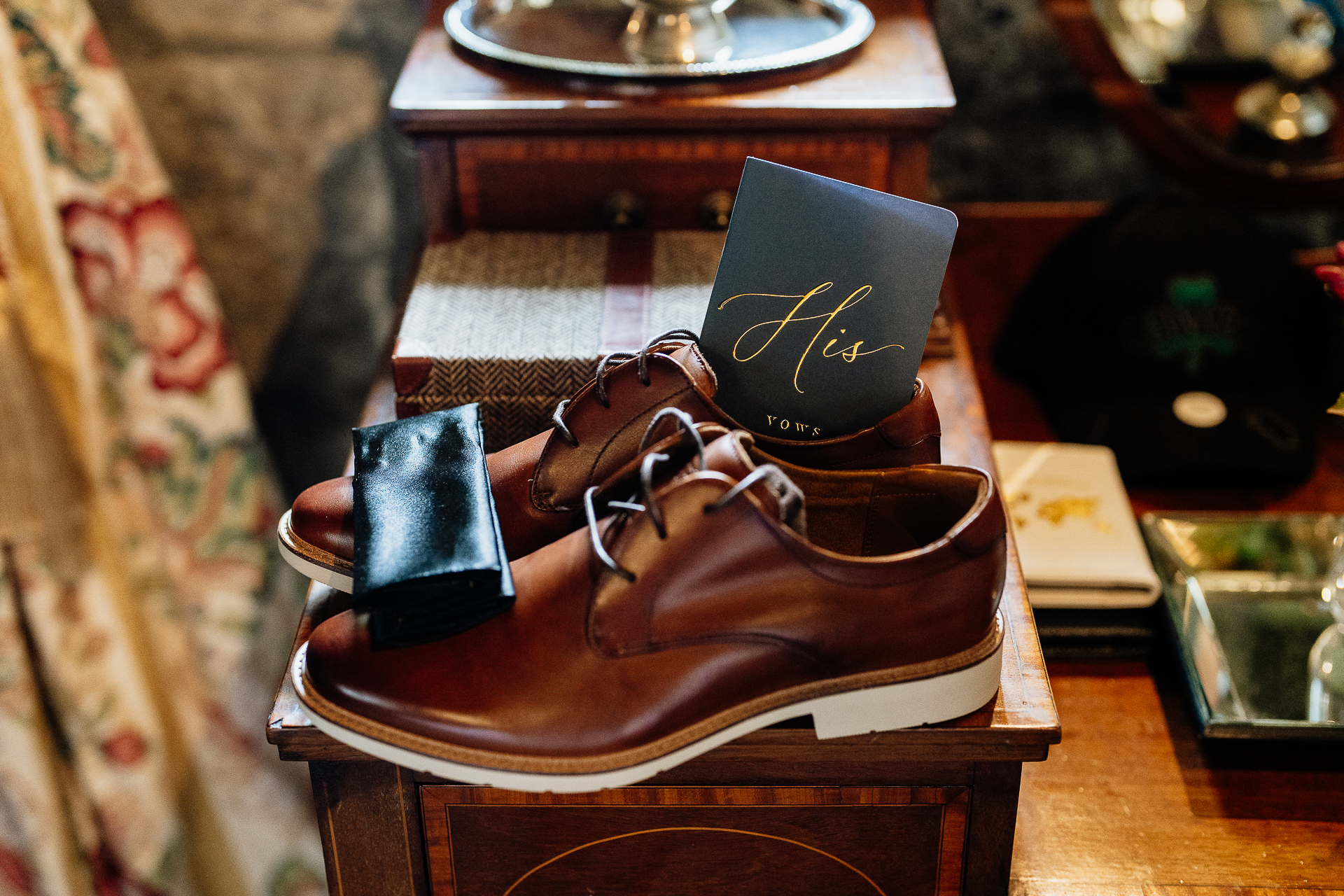 A pair of brown shoes