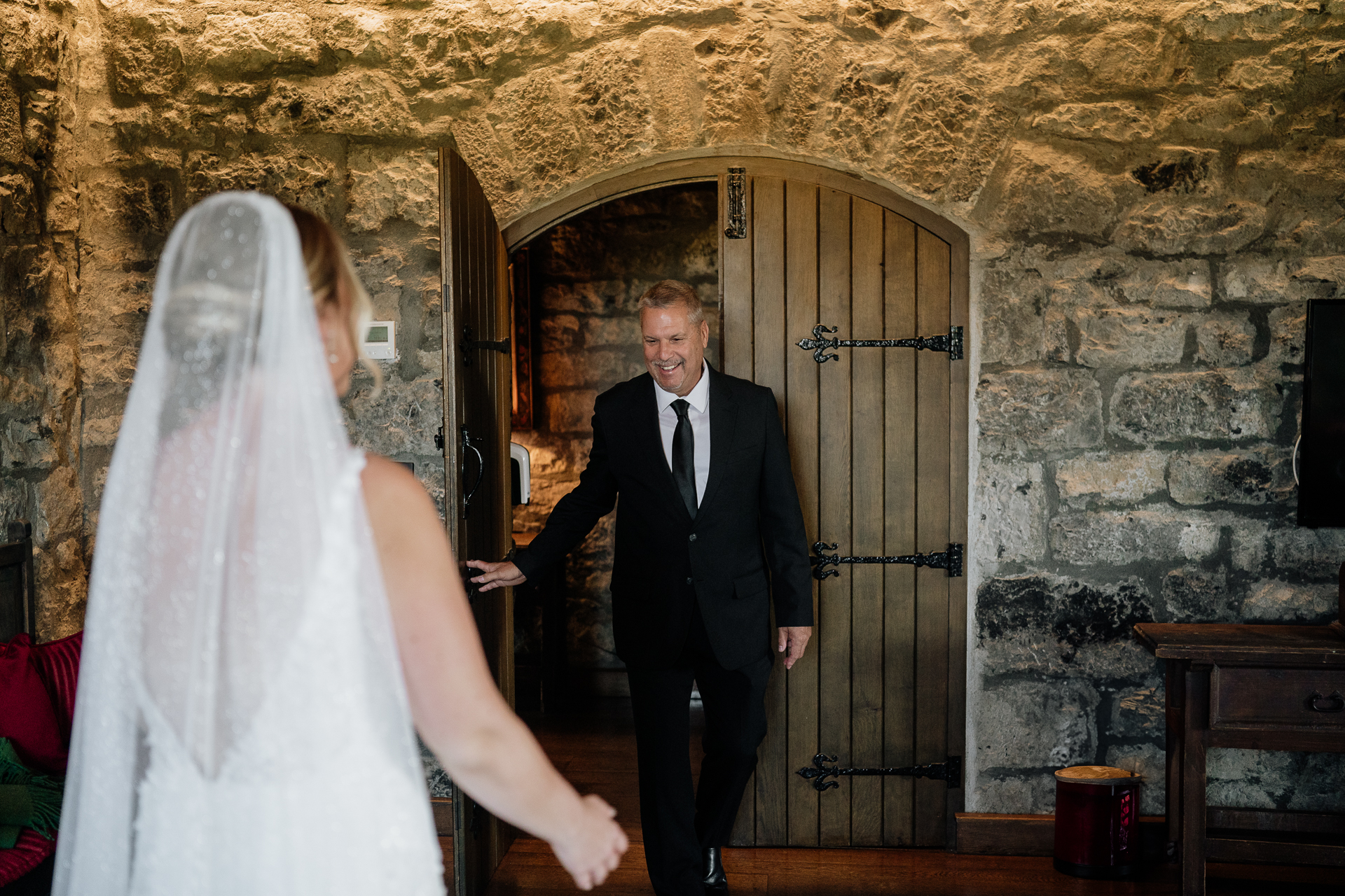 A man and woman in wedding attire