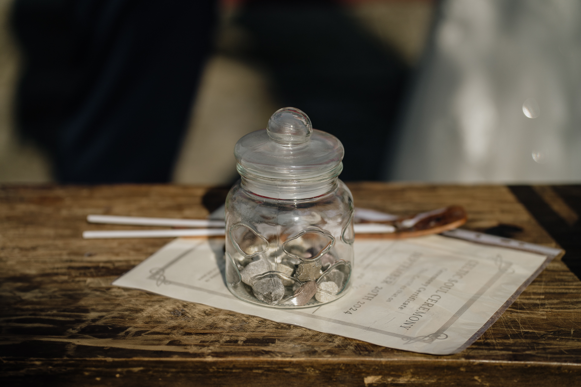 A salt shaker on a table