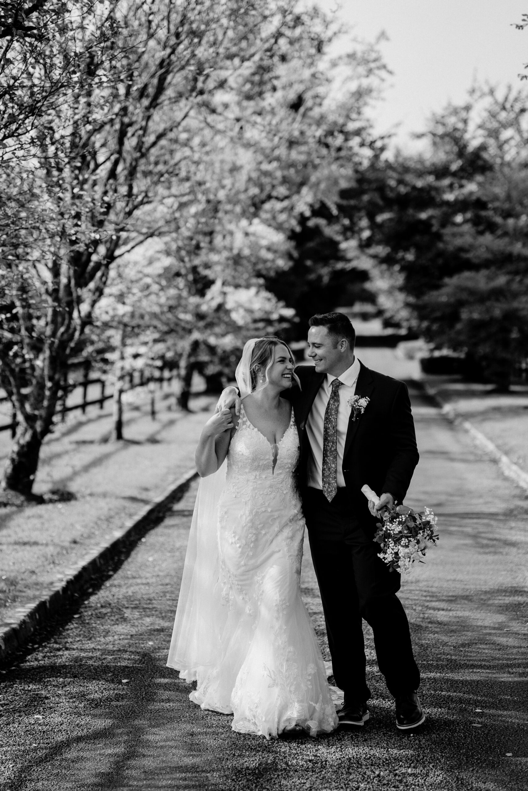 A man and woman in wedding attire