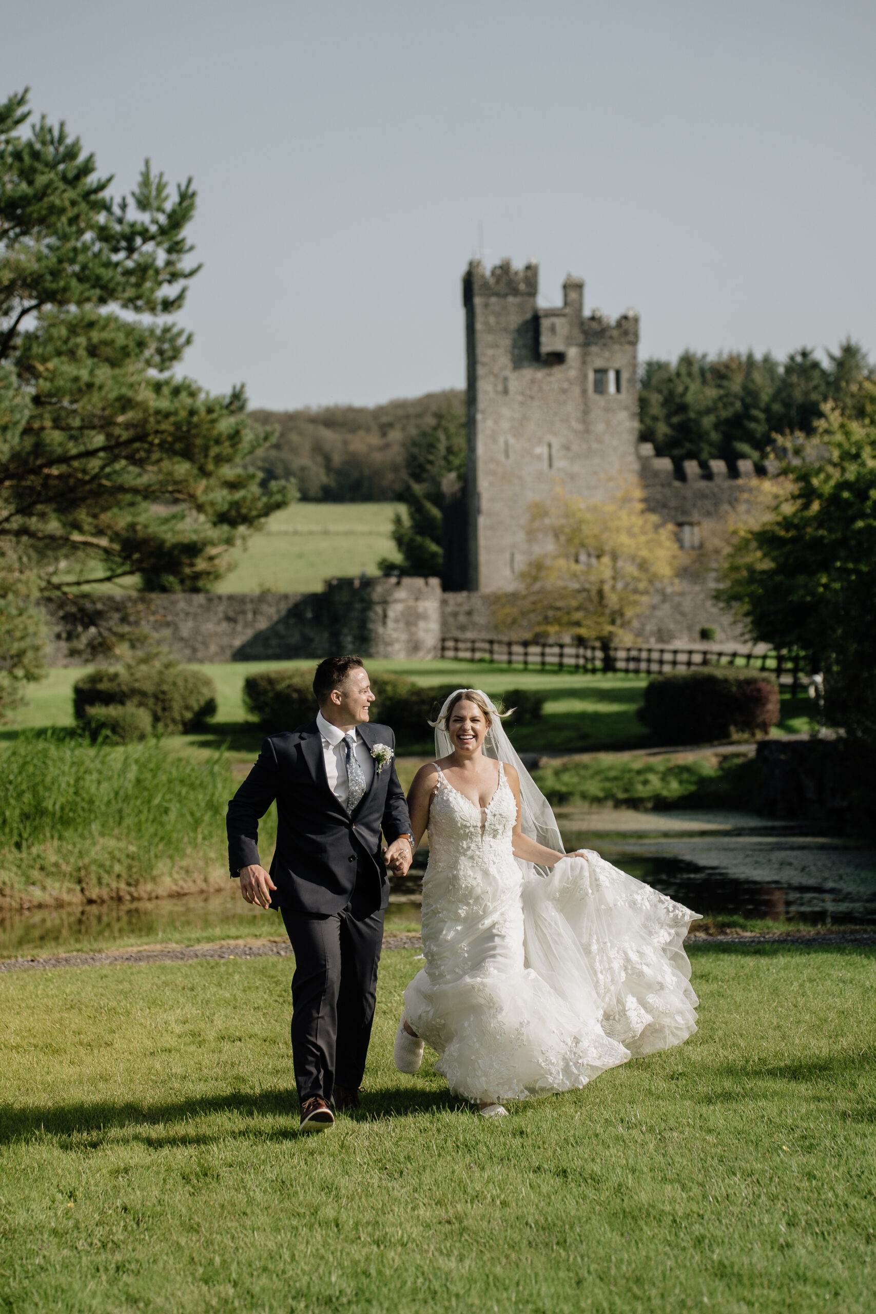 A man and woman in wedding attire