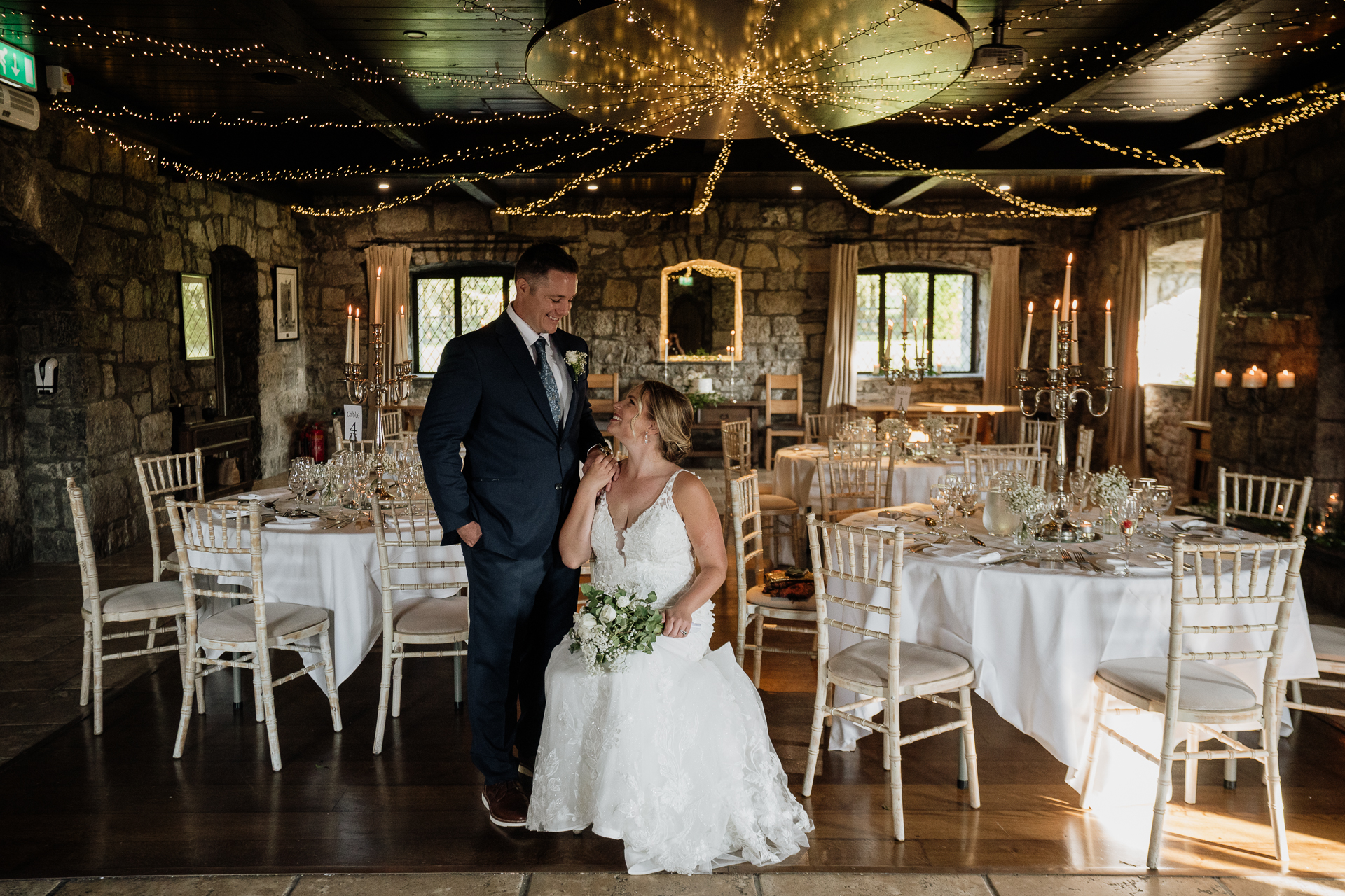 A man and woman in wedding attire