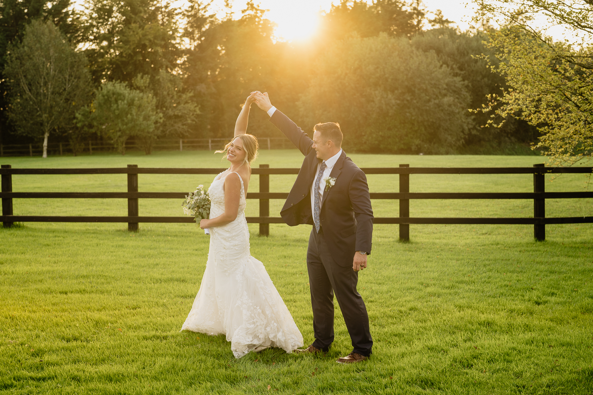 A man and woman in wedding attire