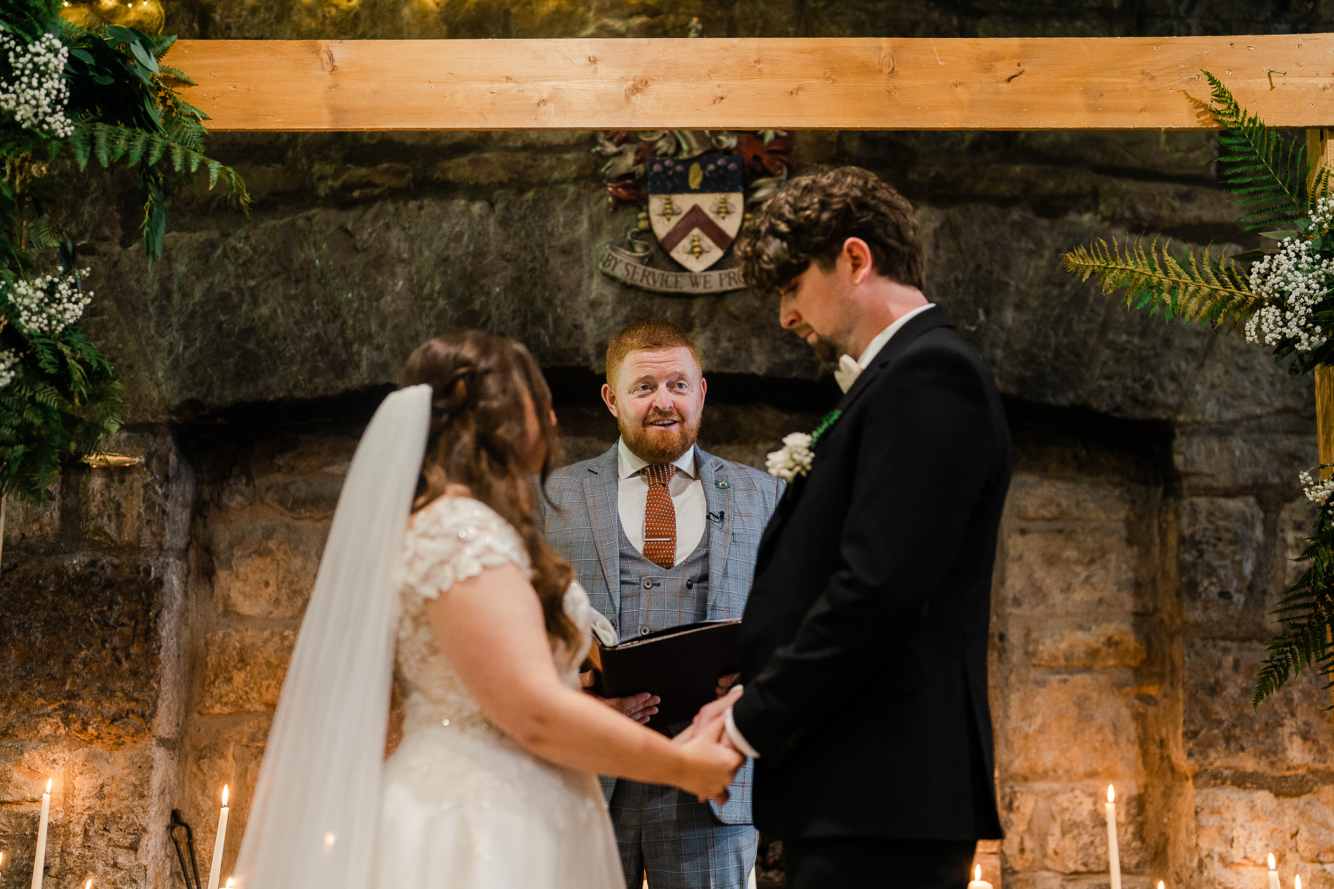 A bride and groom kissing