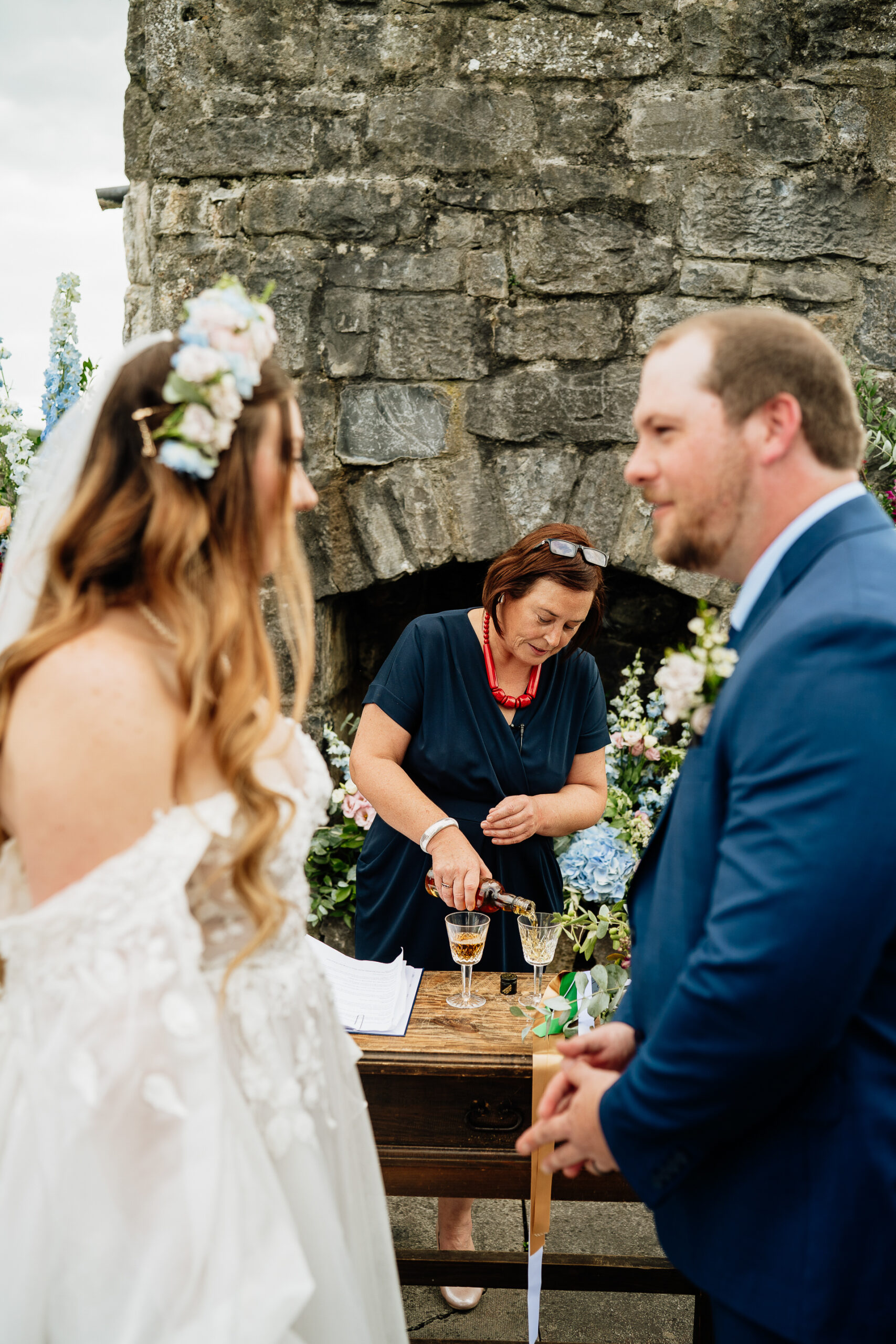 A bride and groom at a wedding