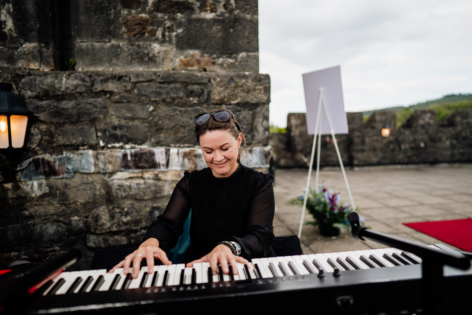 A man playing a piano