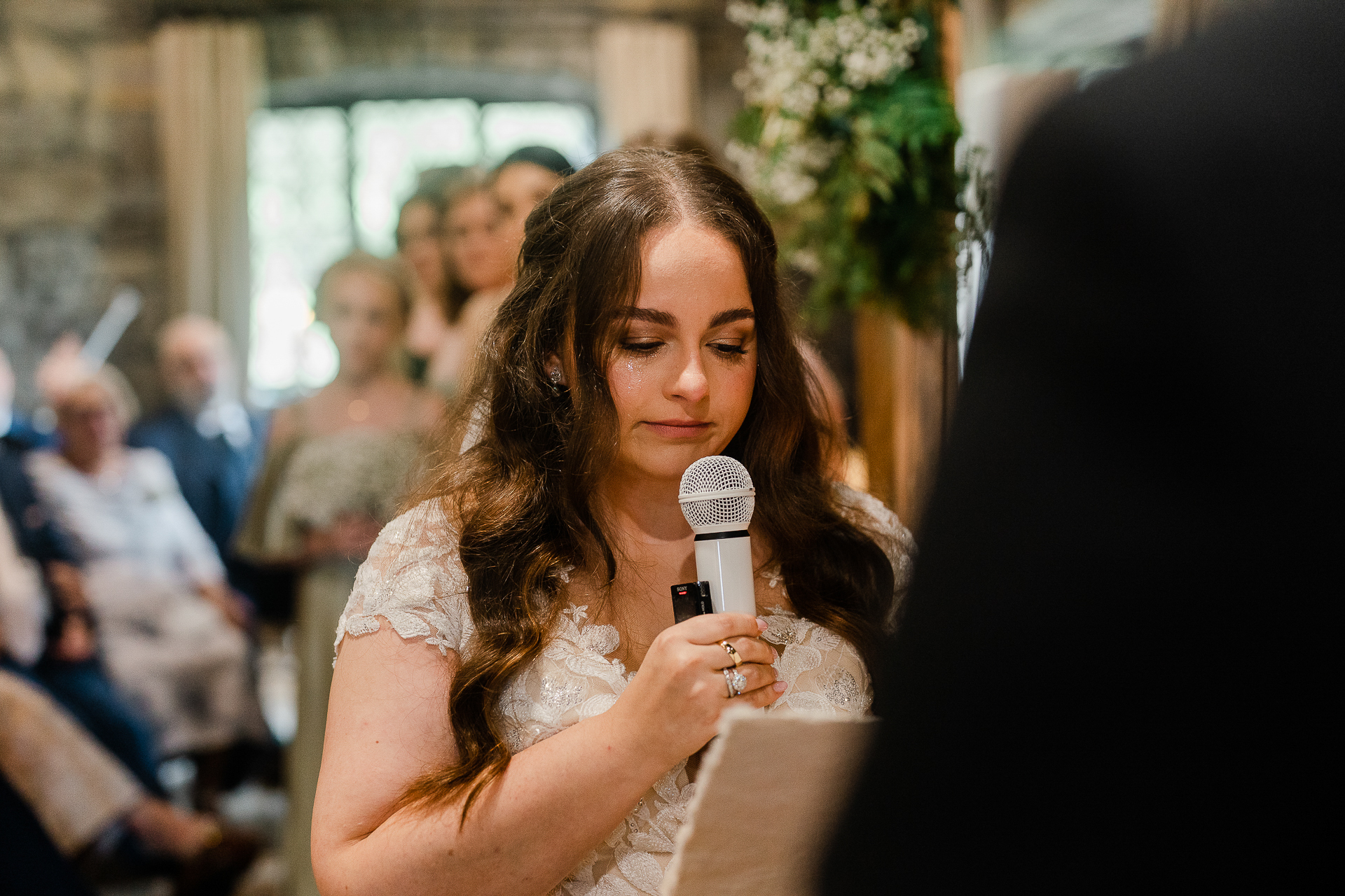 A person holding a microphone