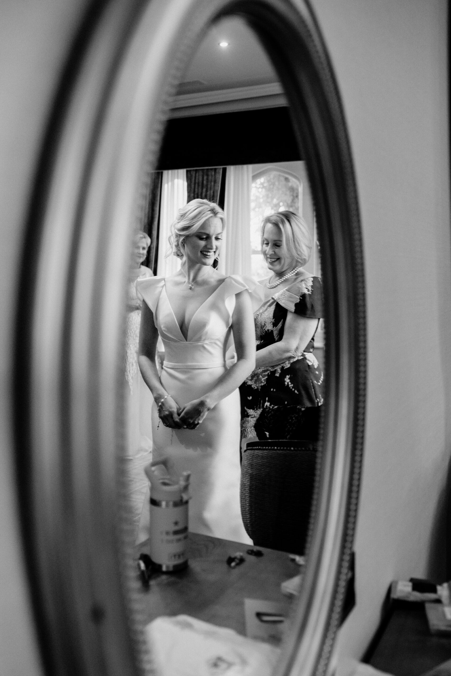 A person in a dress in a mirror