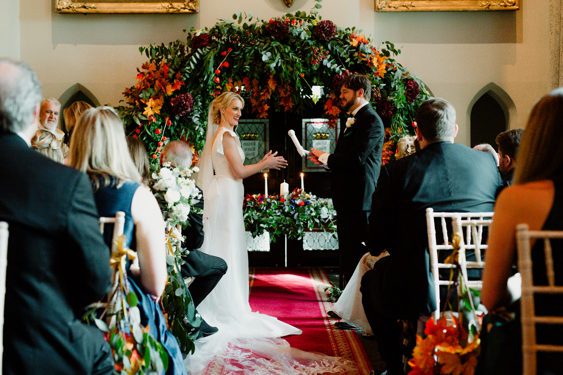 A bride and groom getting married