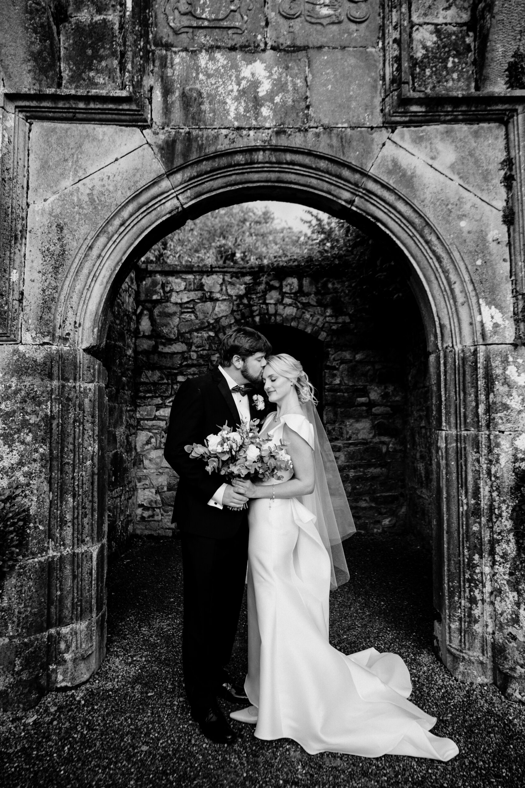 A man and woman in wedding attire