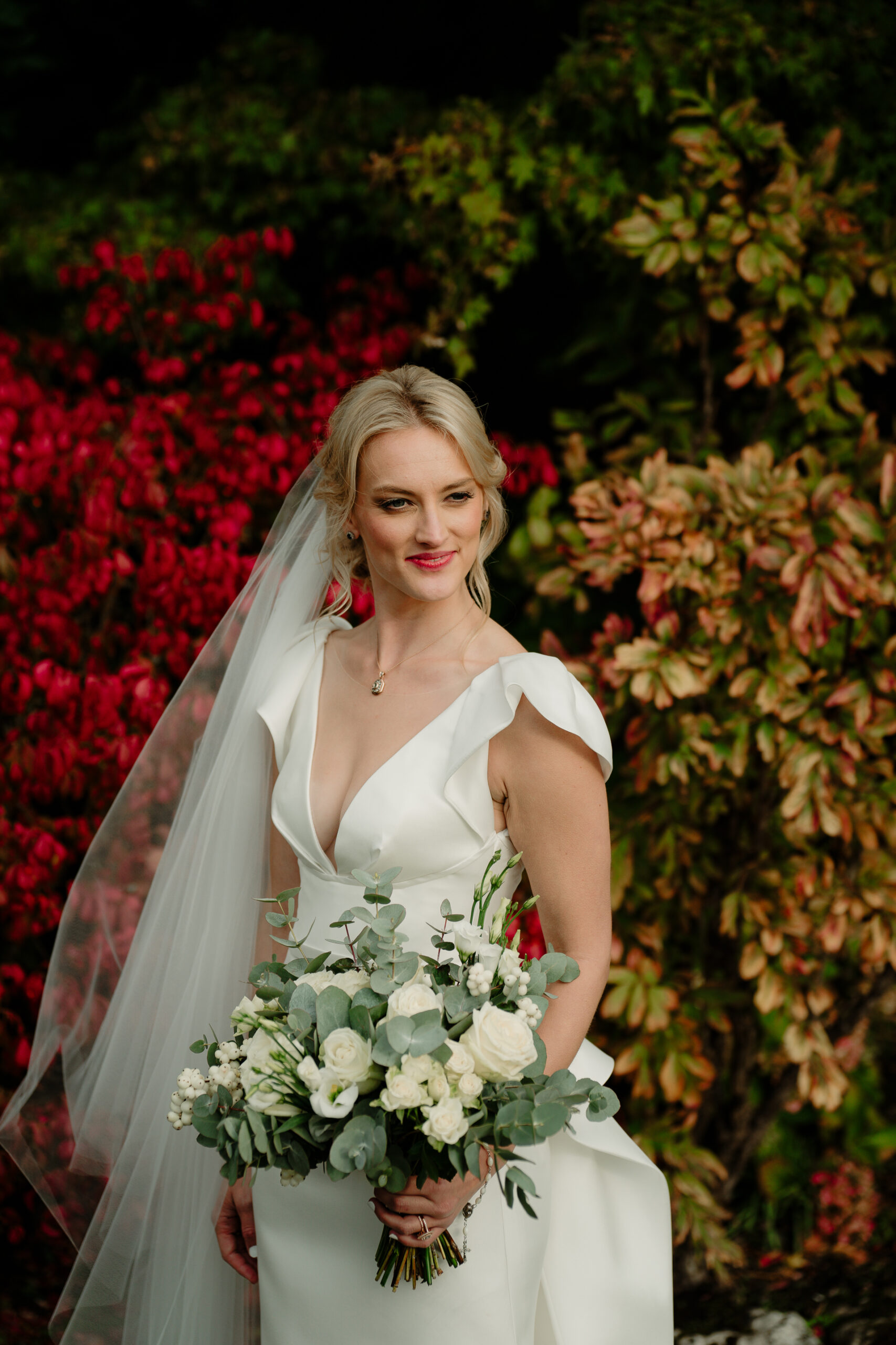 A woman in a white dress