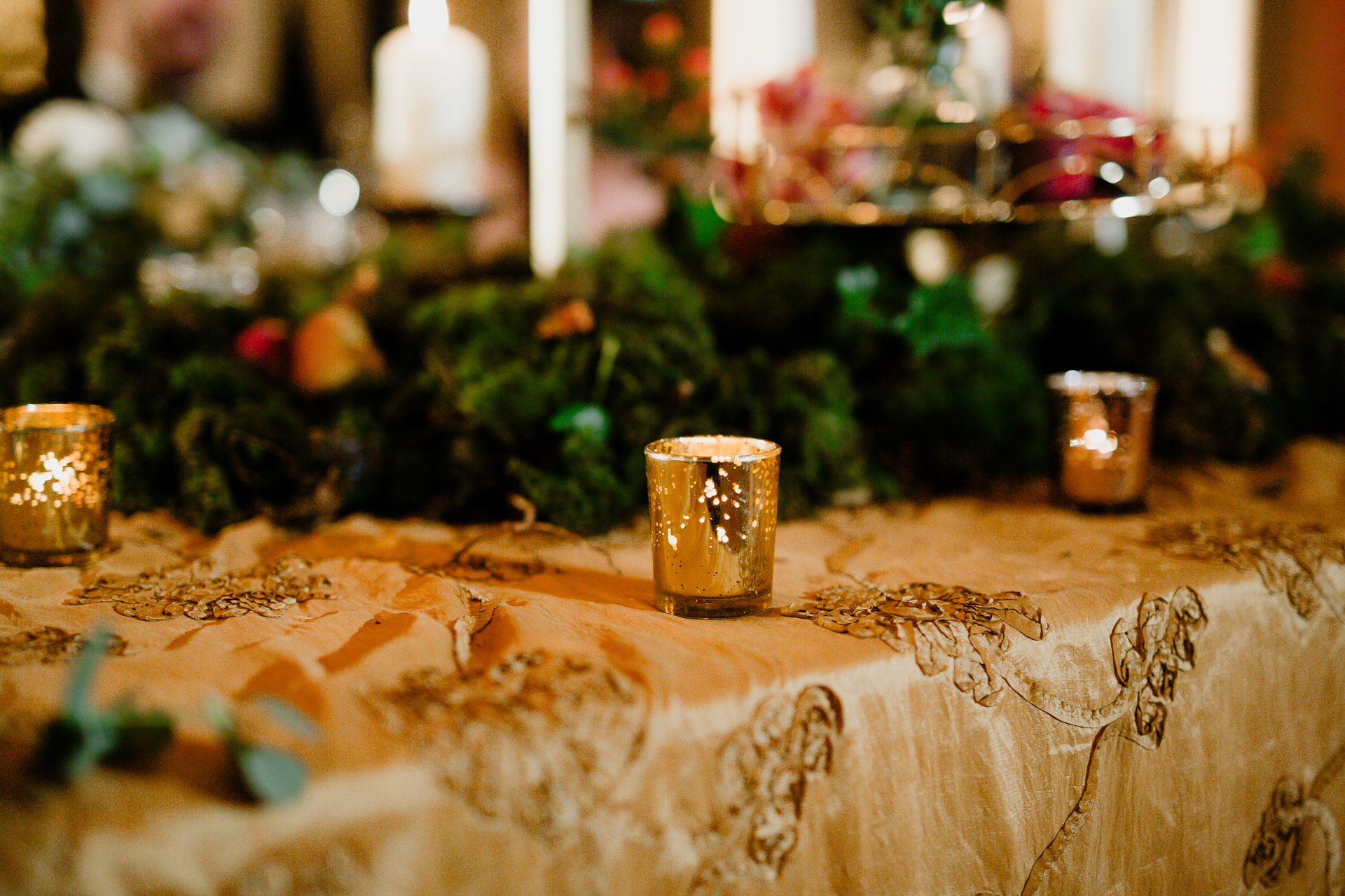 A candle on a table