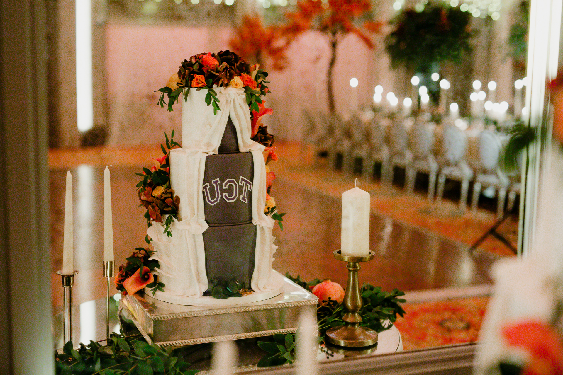 A cake with candles on a table