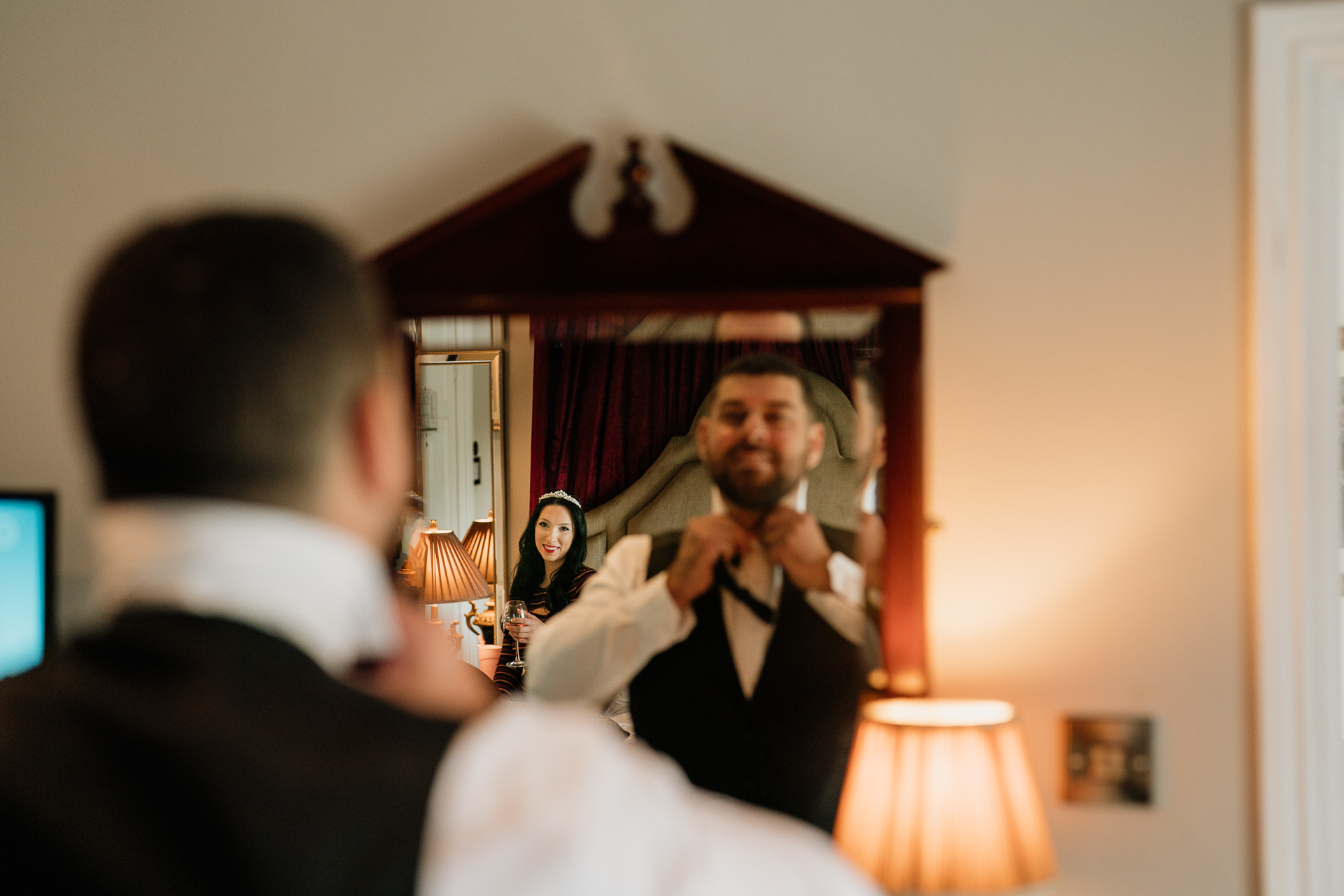 A man in a turban in a mirror