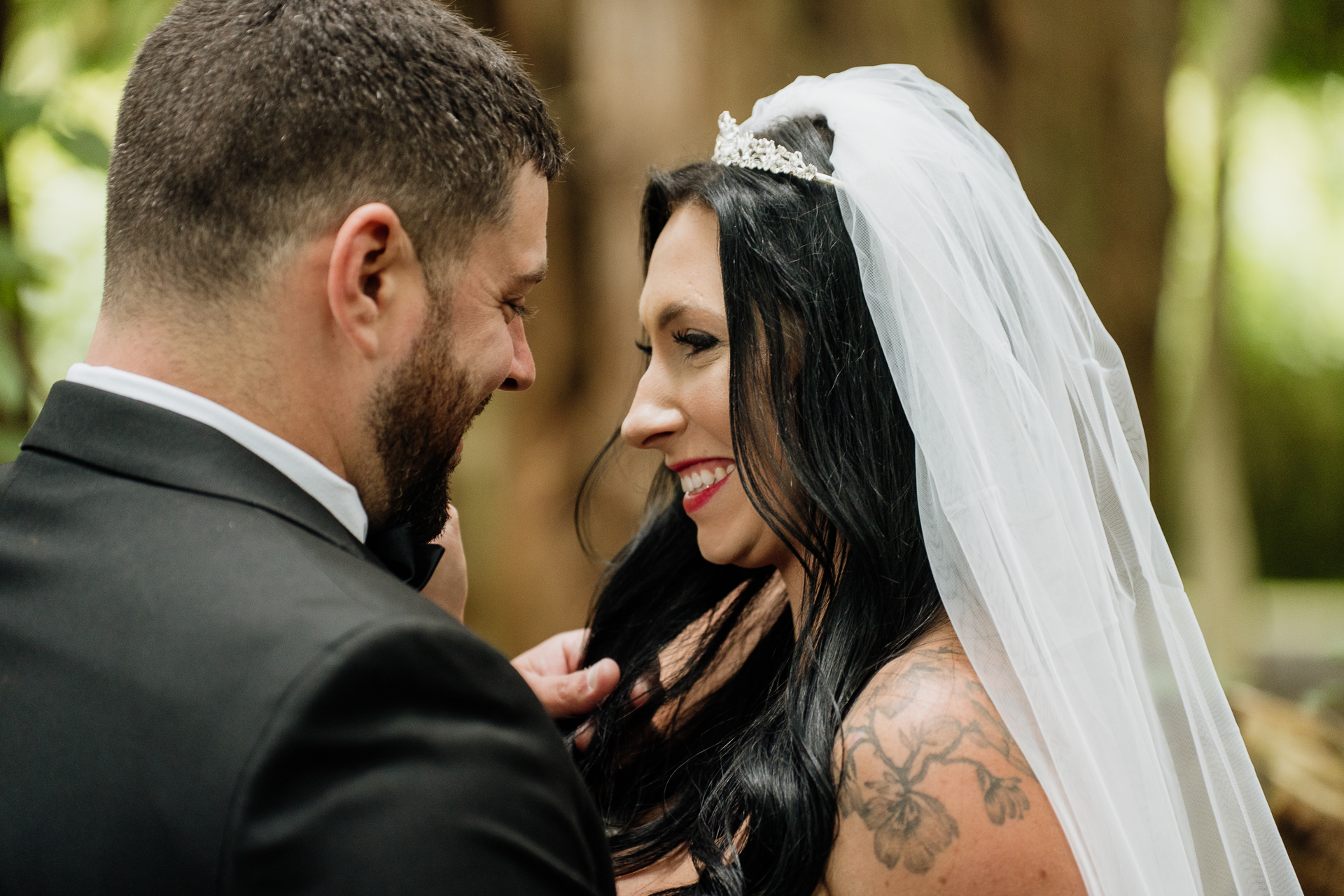 A man and woman in wedding attire