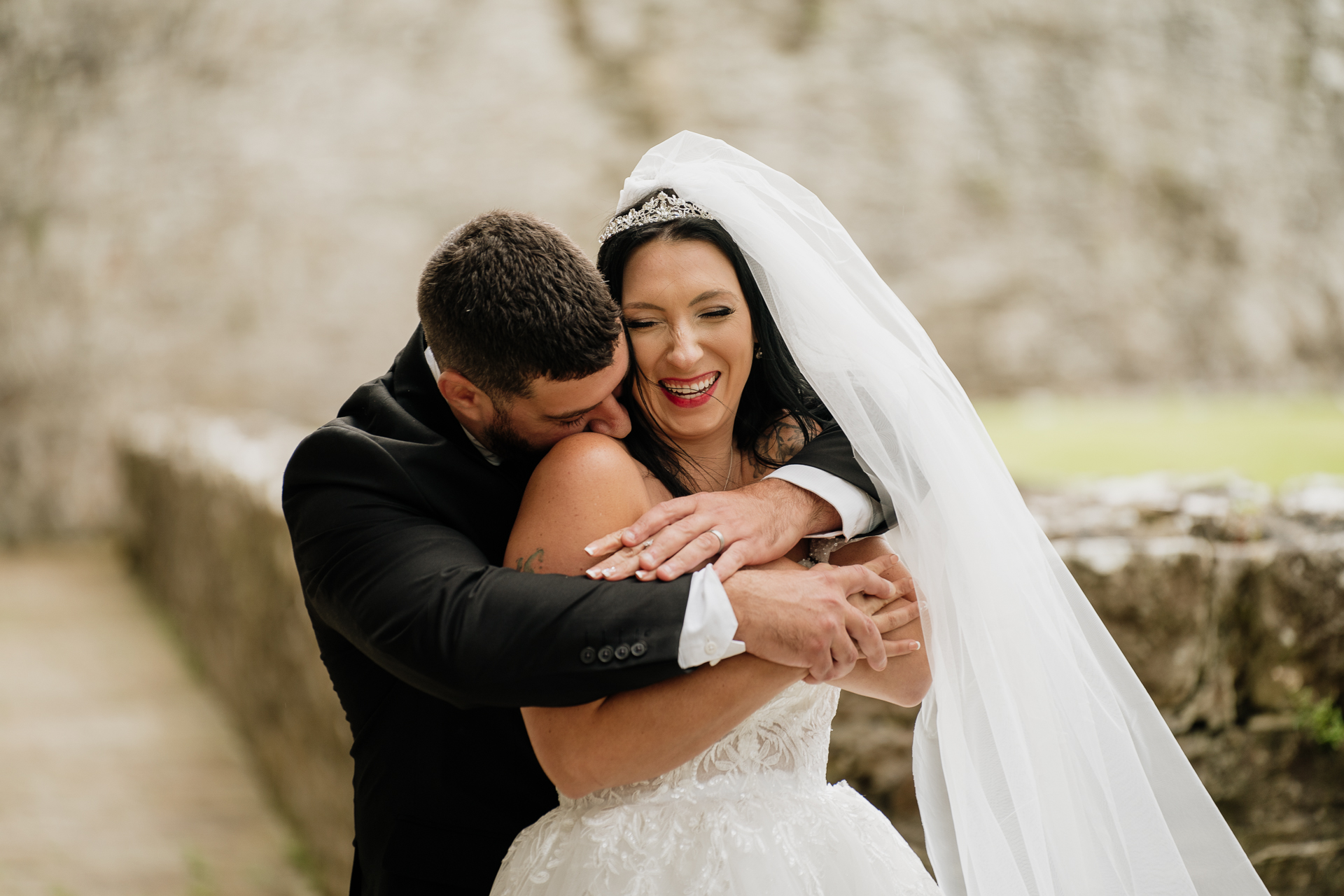 A man and woman in wedding attire