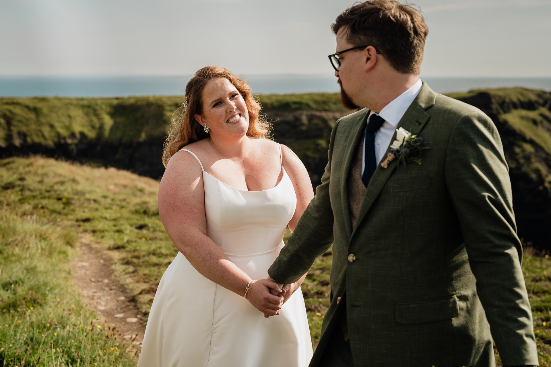 A man and woman in wedding attire