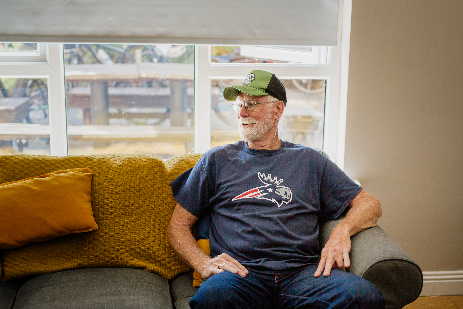 A person sitting on a couch