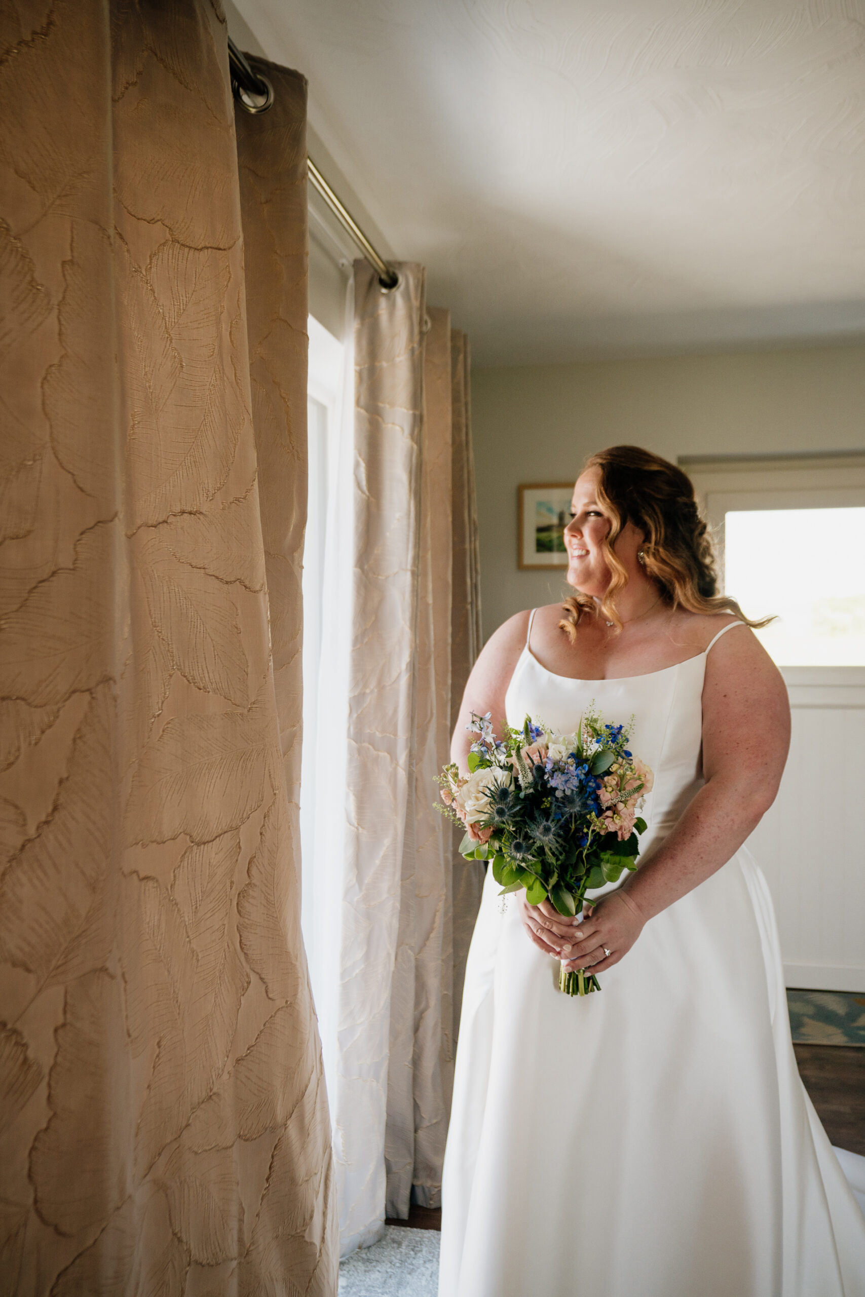 A woman in a white dress